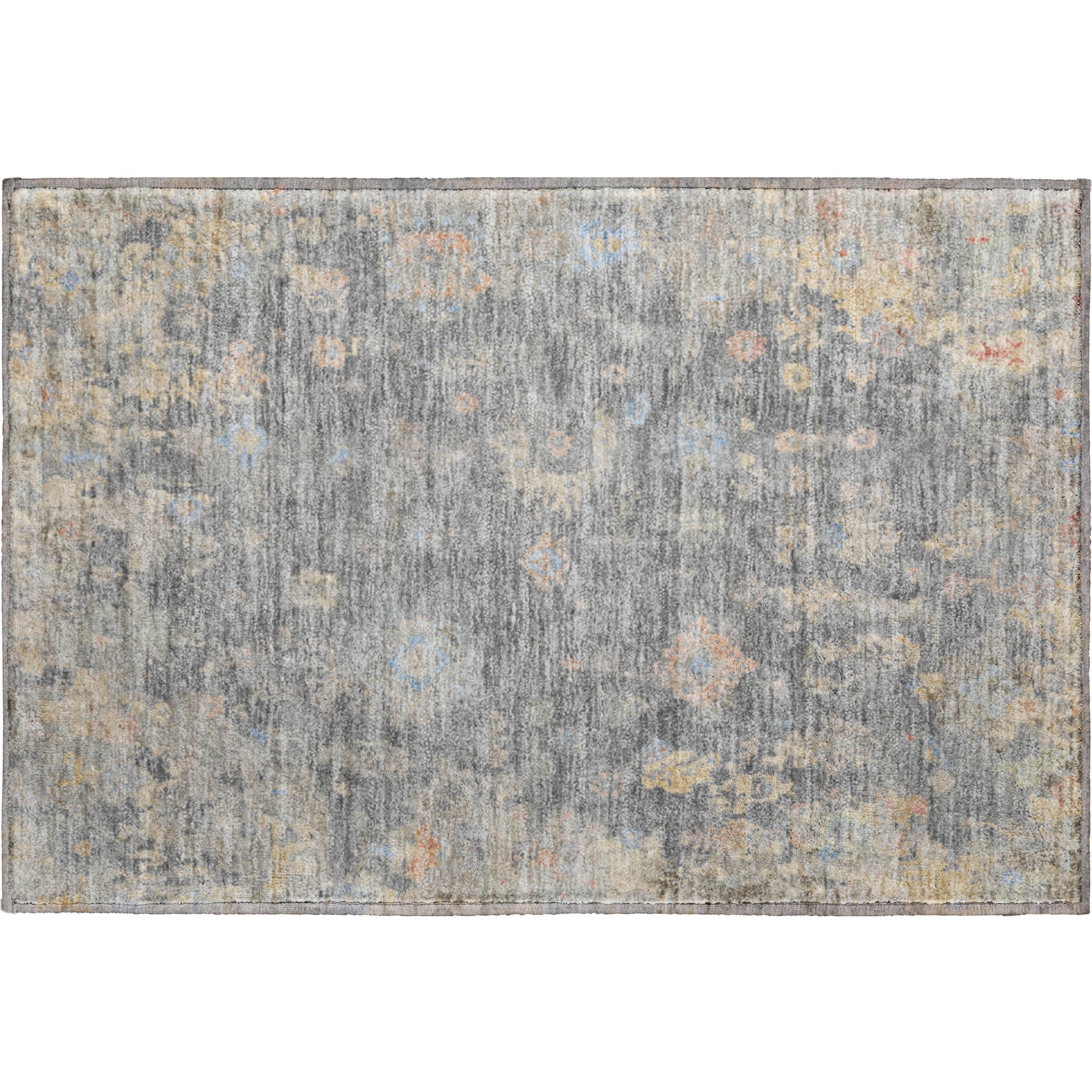 Colombo Machine Washable Traditional Gray Rug 1'8" x 2'6" #shape_Rectangle