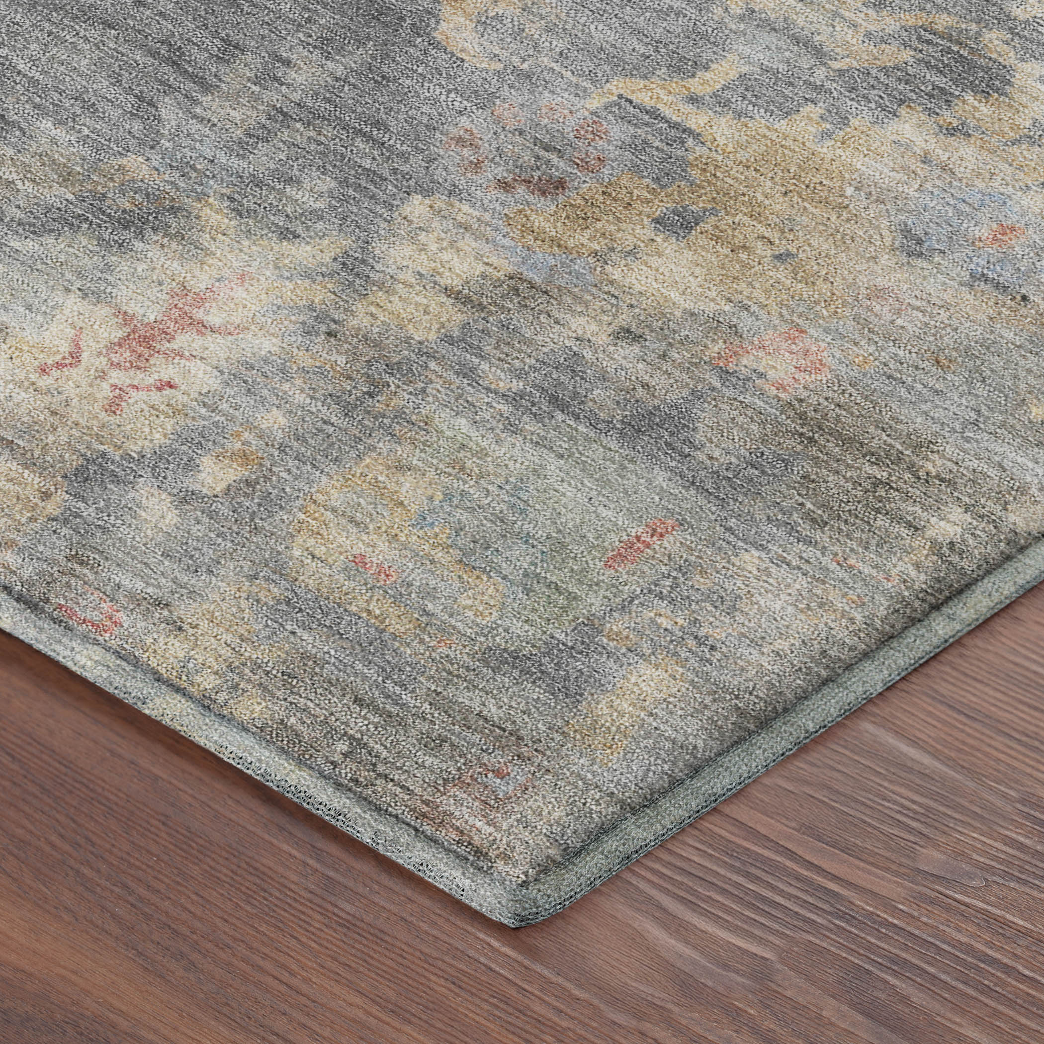 Colombo Machine Washable Traditional Gray Rug 1'8" x 2'6" #shape_Rectangle