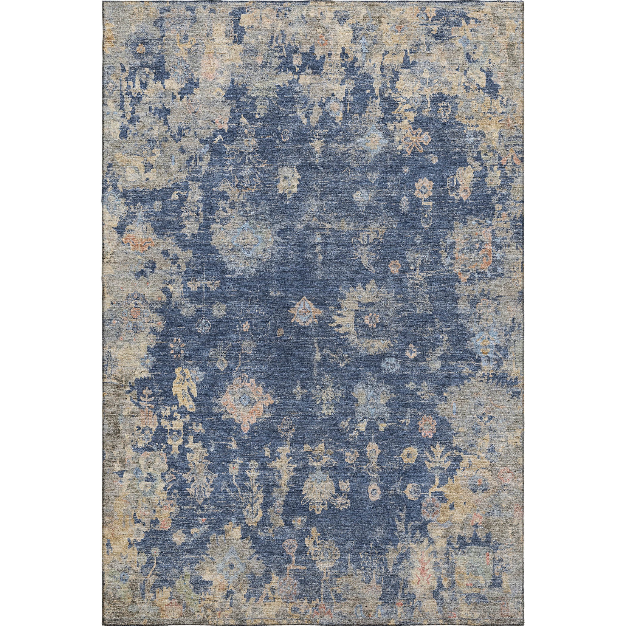 Colombo Machine Washable Traditional Navy Blue Rug 3' x 5' #shape_Rectangle