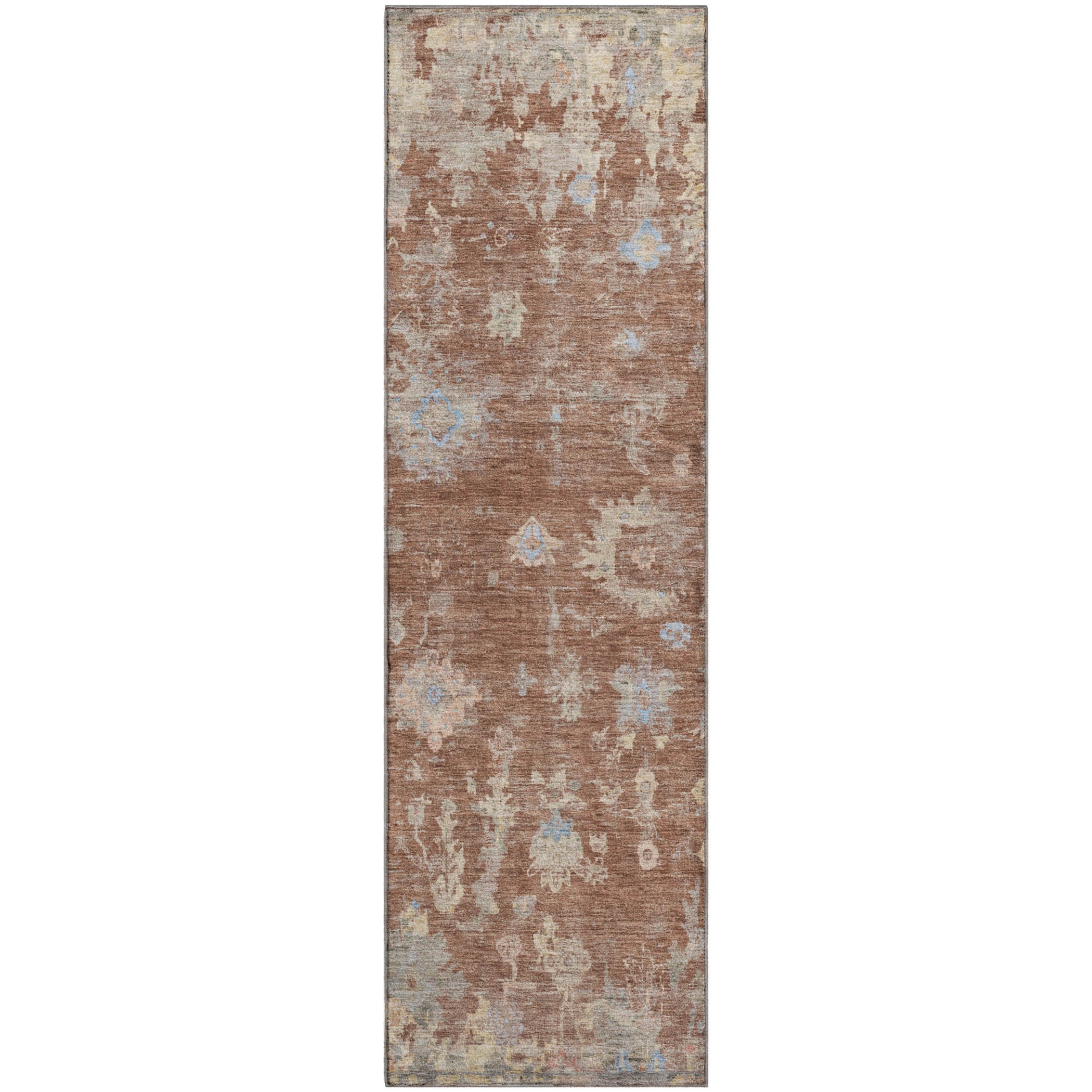Colombo Machine Washable Traditional Paprika Orange Rug 2'3" x 7'6" #shape_Runner
