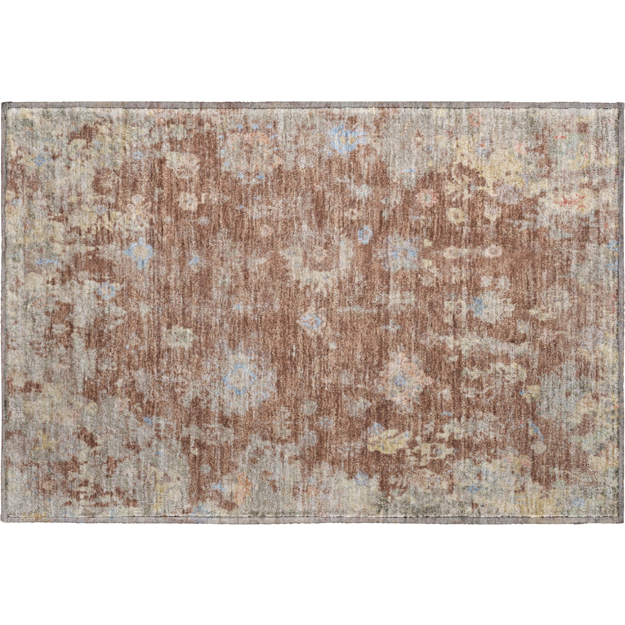 Colombo Machine Washable Traditional Paprika Orange Rug 1'8" x 2'6" #shape_Rectangle