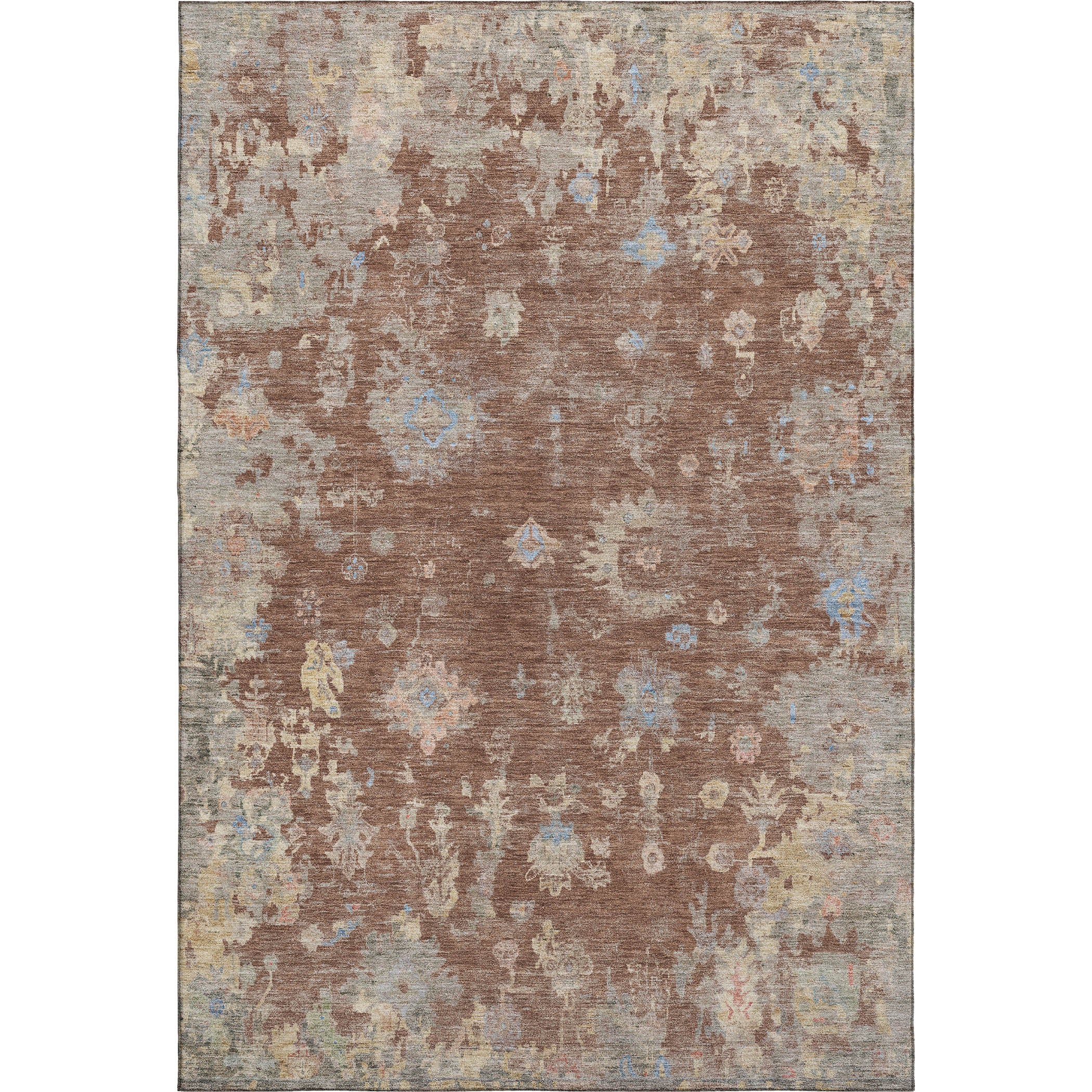 Colombo Machine Washable Traditional Paprika Orange Rug 3' x 5' #shape_Rectangle