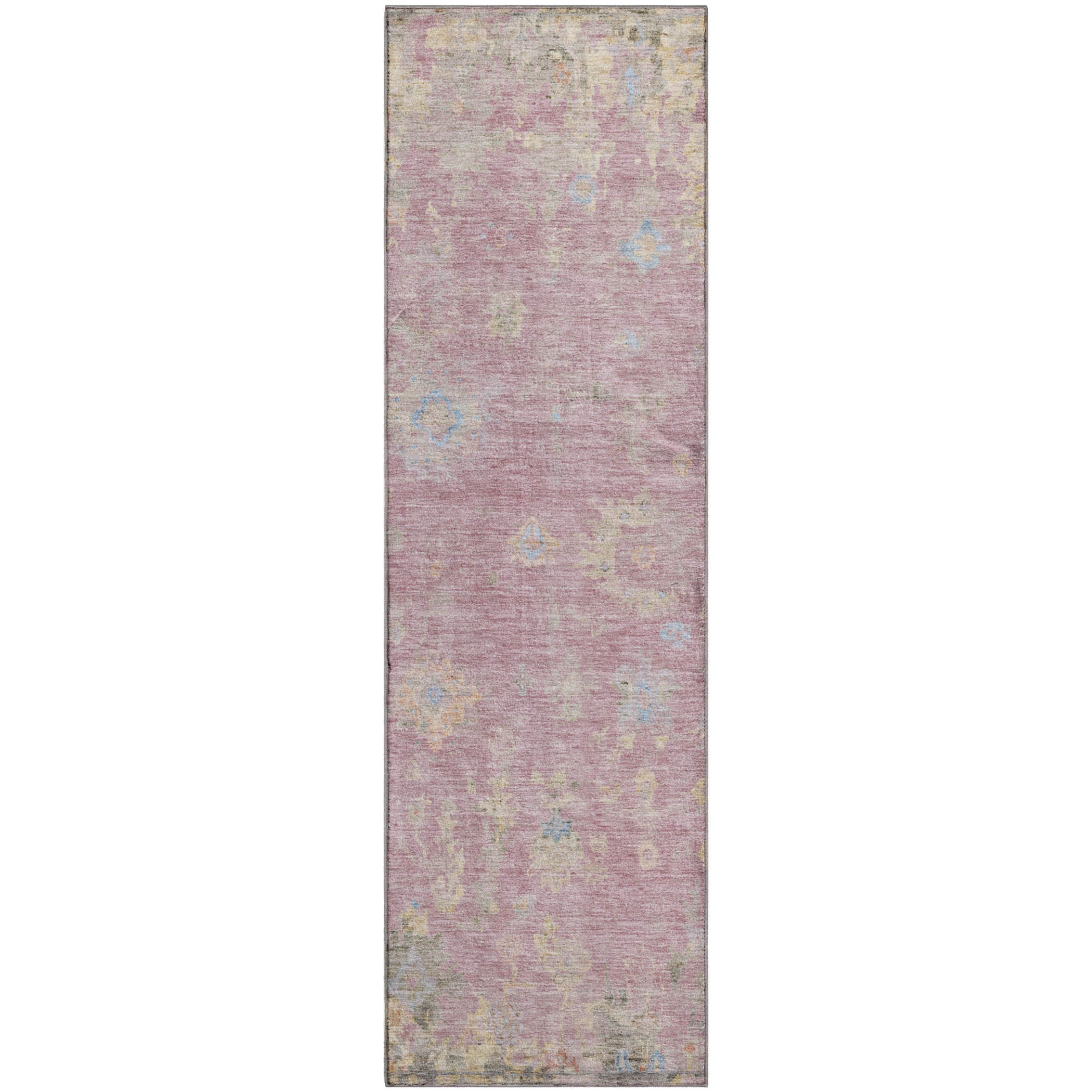 Colombo Machine Washable Traditional Pink Rug 2'3" x 7'6" #shape_Runner