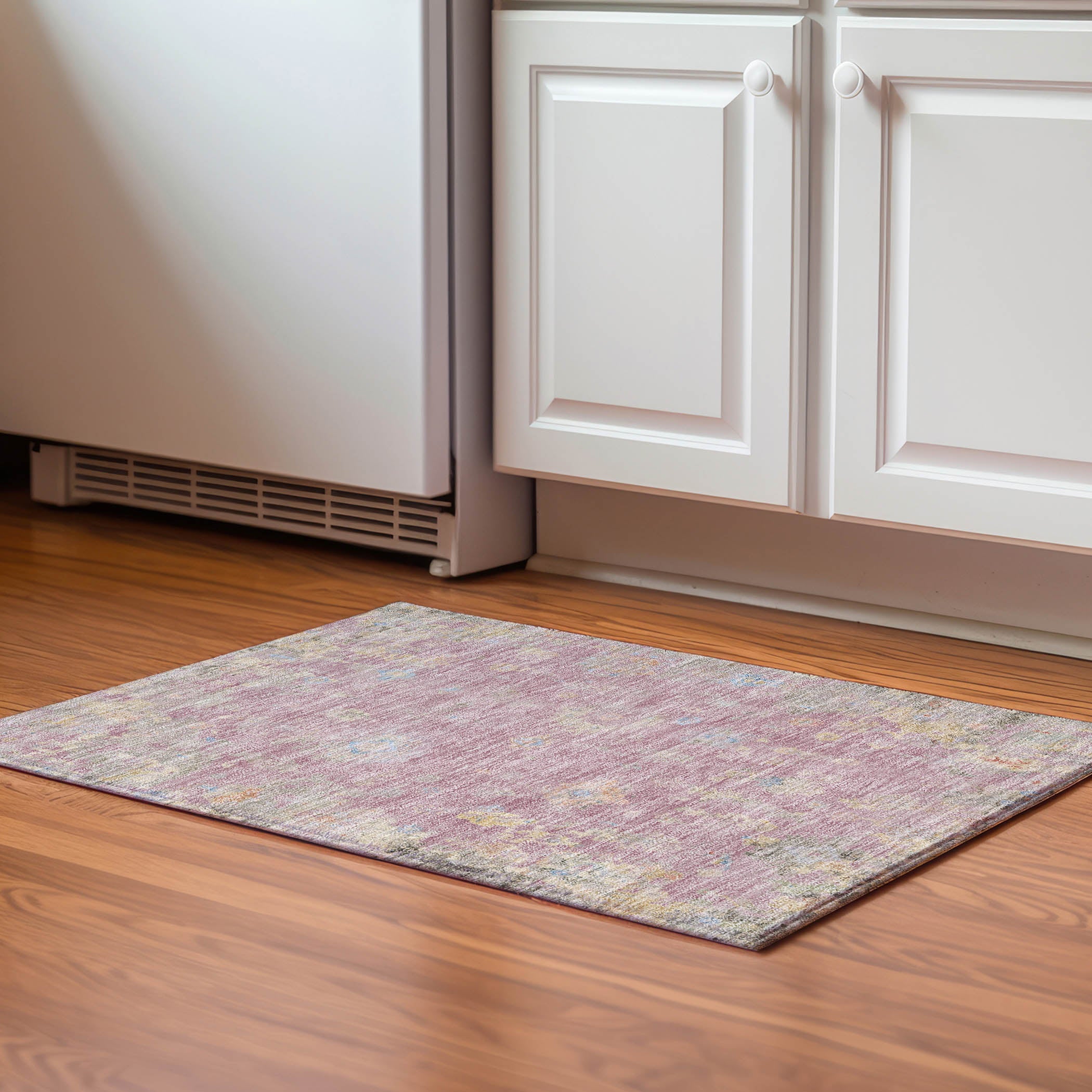 Colombo Machine Washable Traditional Pink Rug 1'8" x 2'6" #shape_Rectangle