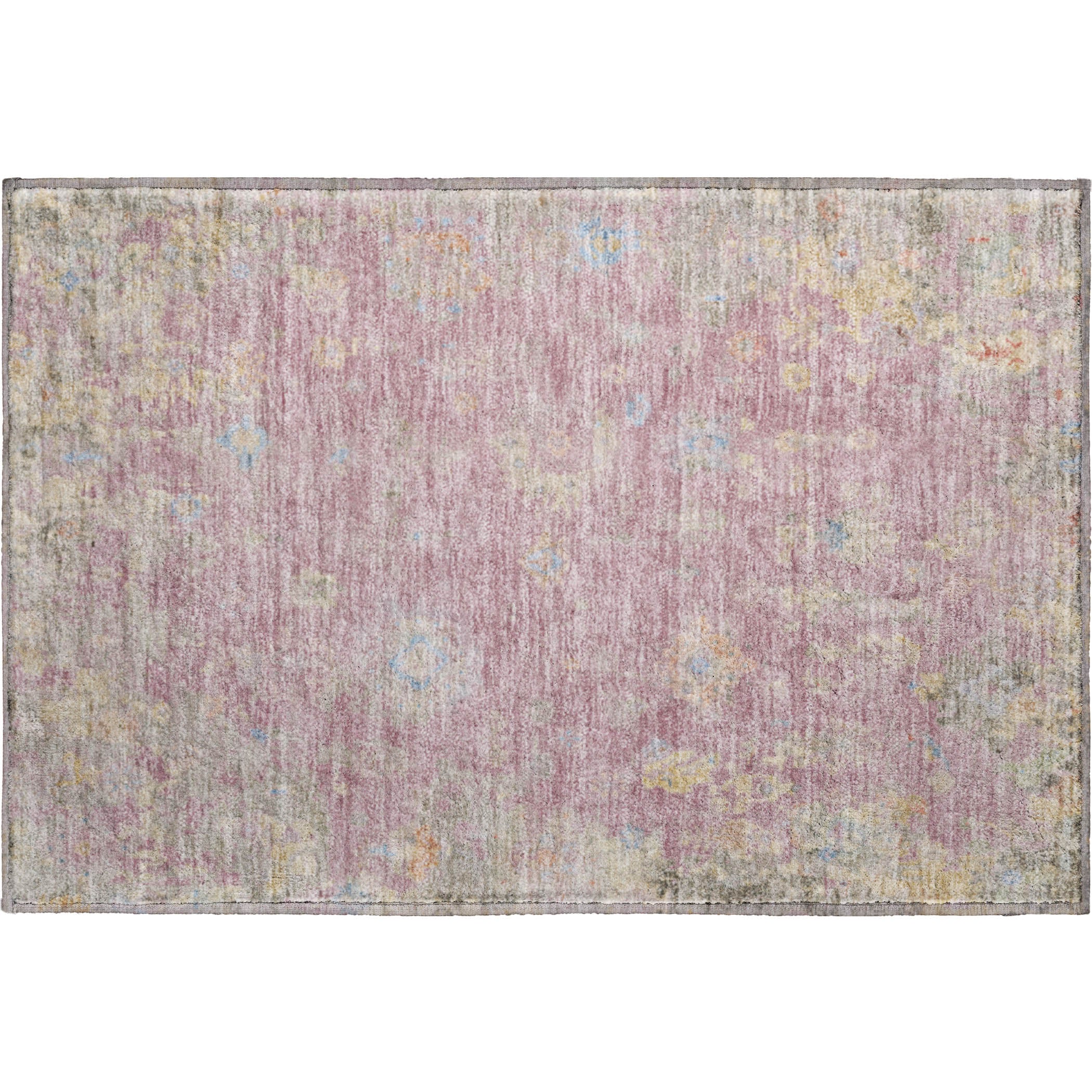 Colombo Machine Washable Traditional Pink Rug 1'8" x 2'6" #shape_Rectangle