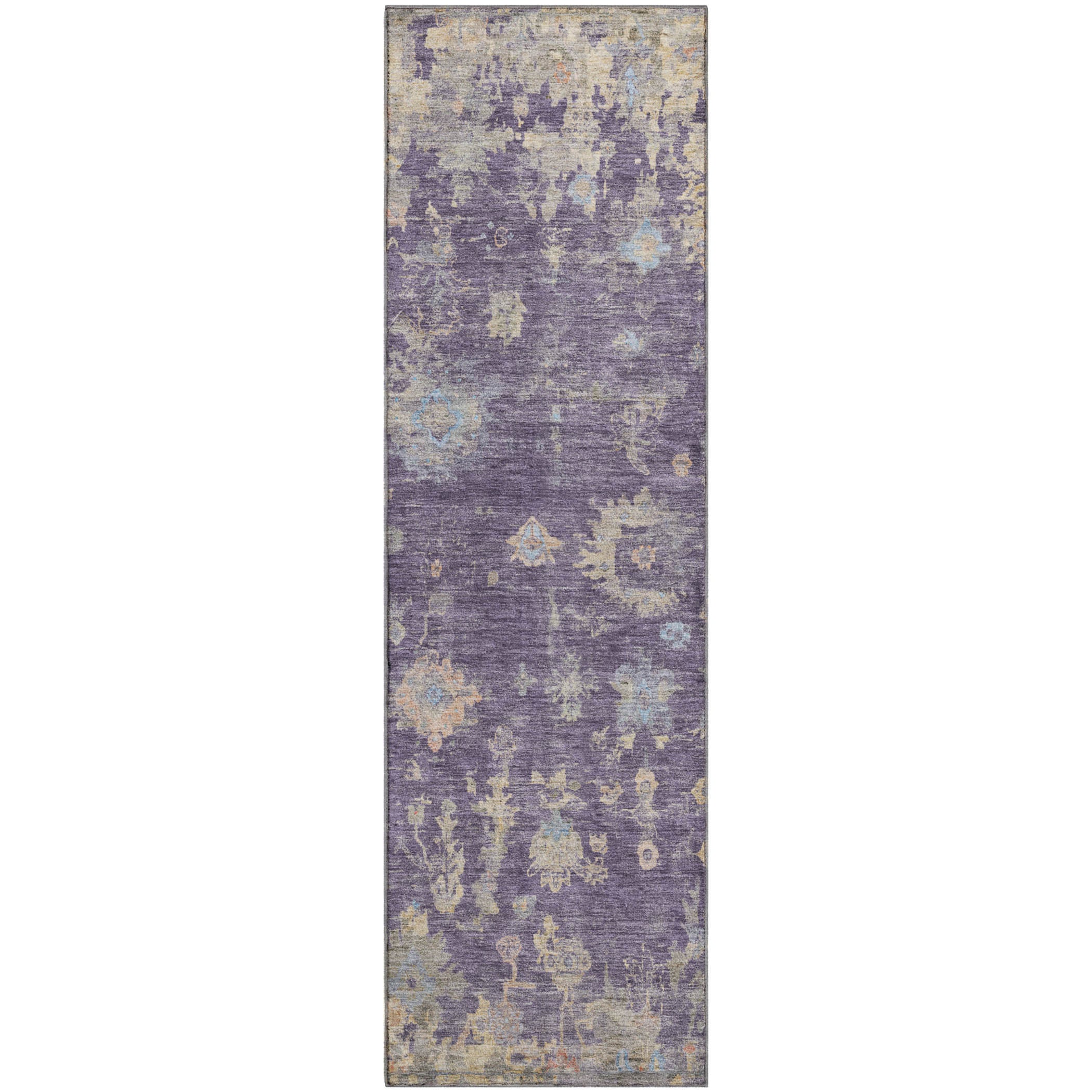 Colombo Machine Washable Traditional Plum Purple Rug 2'3" x 7'6" #shape_Runner