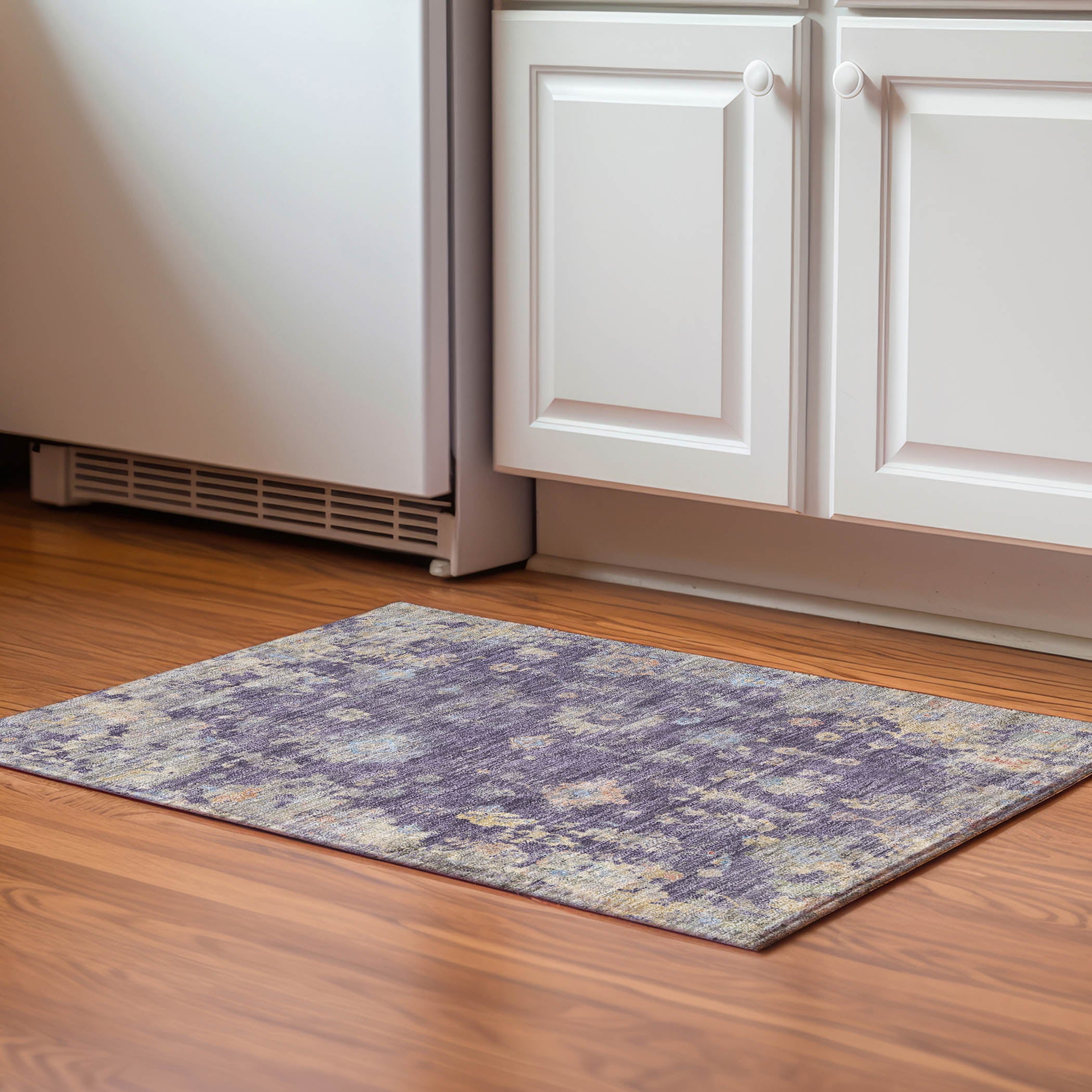 Colombo Machine Washable Traditional Plum Purple Rug 1'8" x 2'6" #shape_Rectangle