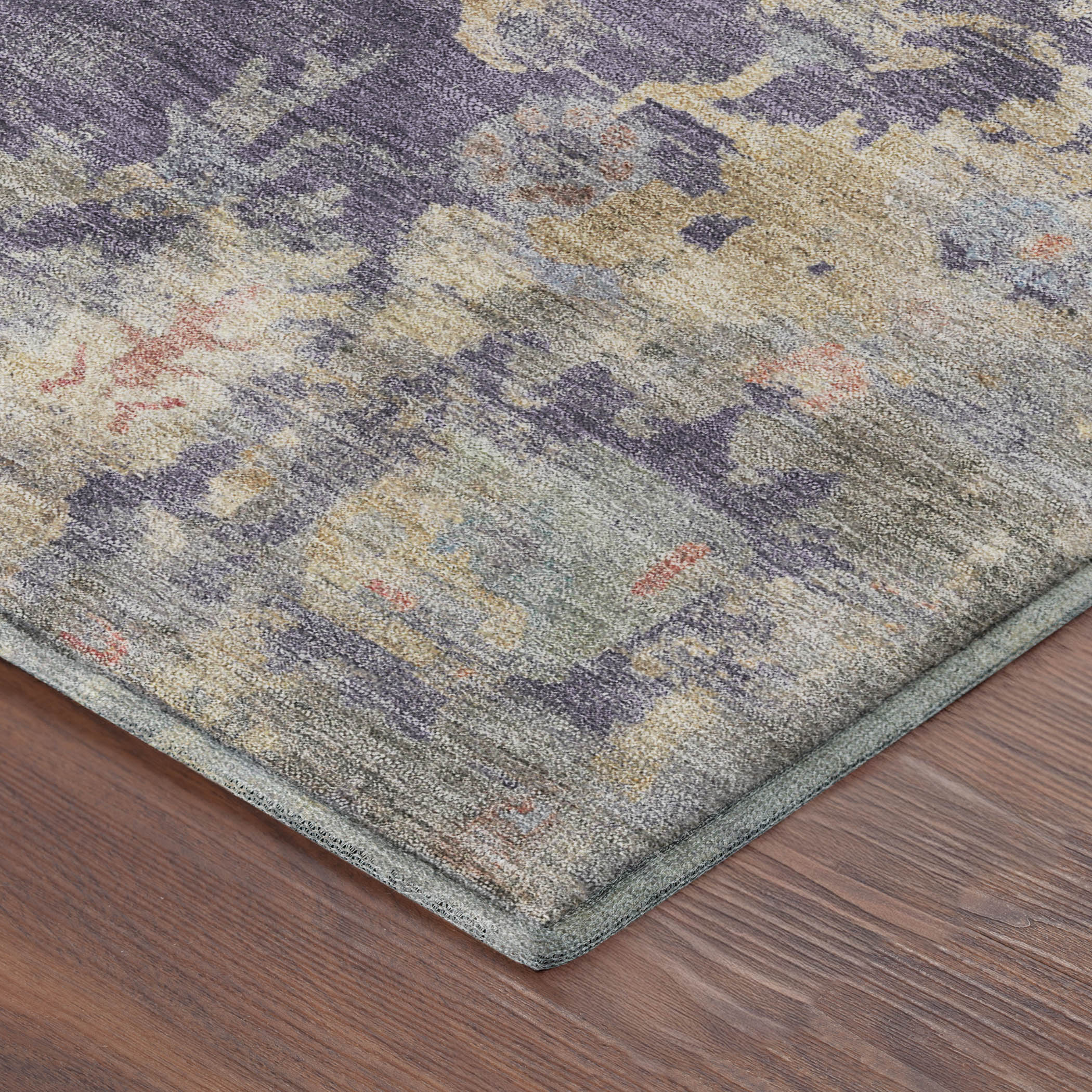 Colombo Machine Washable Traditional Plum Purple Rug 1'8" x 2'6" #shape_Rectangle