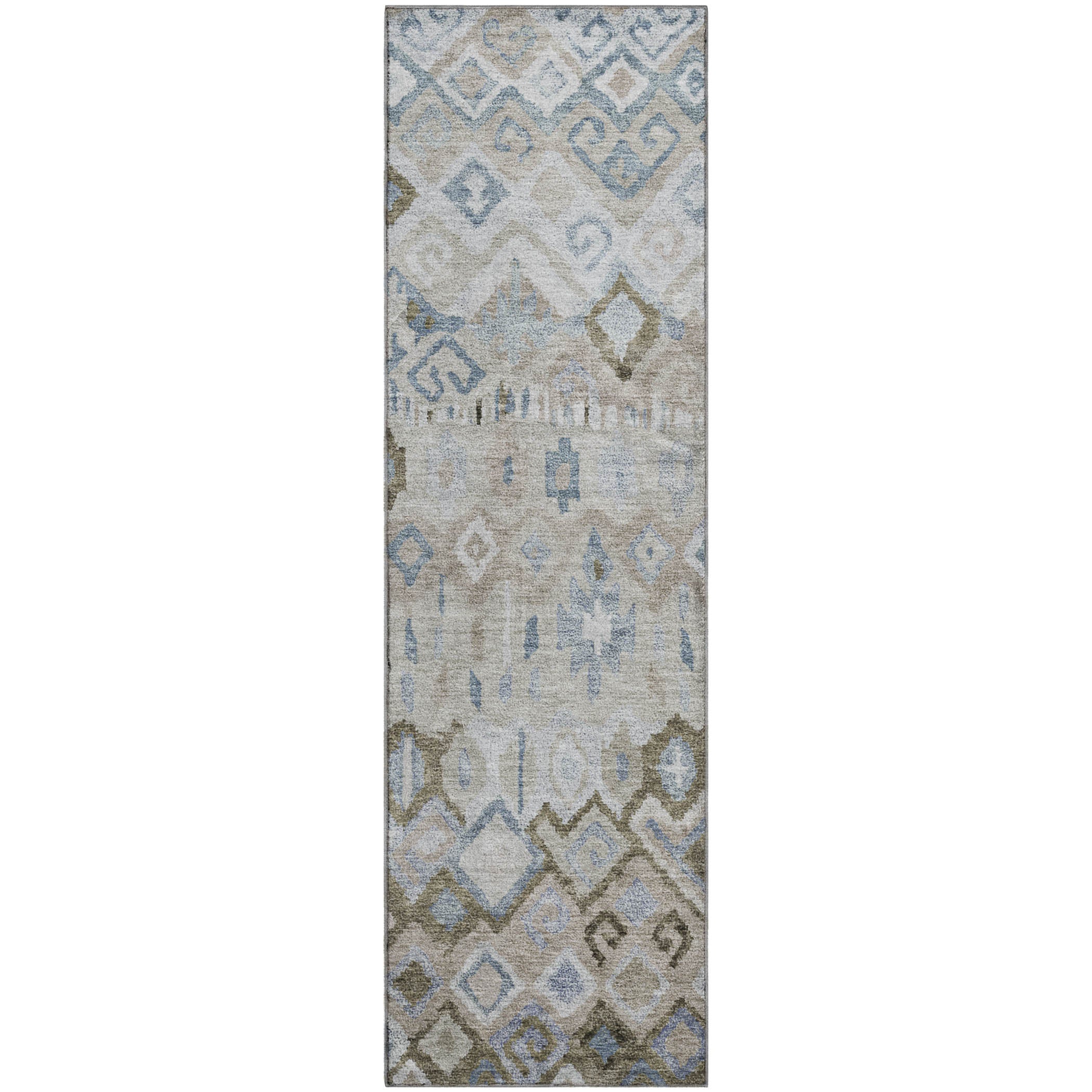 Lucerne Machine Washable Transitional Beige Brown Rug 2'3" x 7'6" #shape_Runner