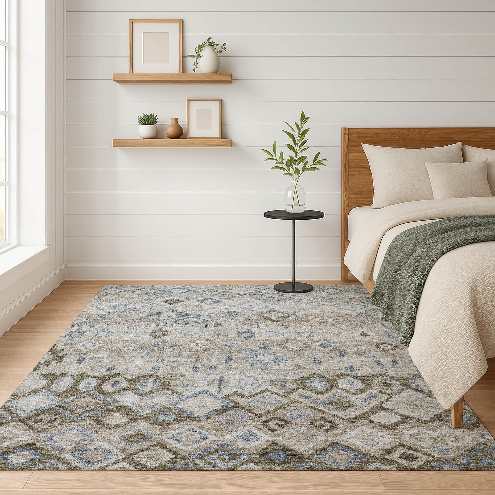 Lucerne Machine Washable Transitional Beige Brown Rug 3' x 5' #shape_Rectangle
