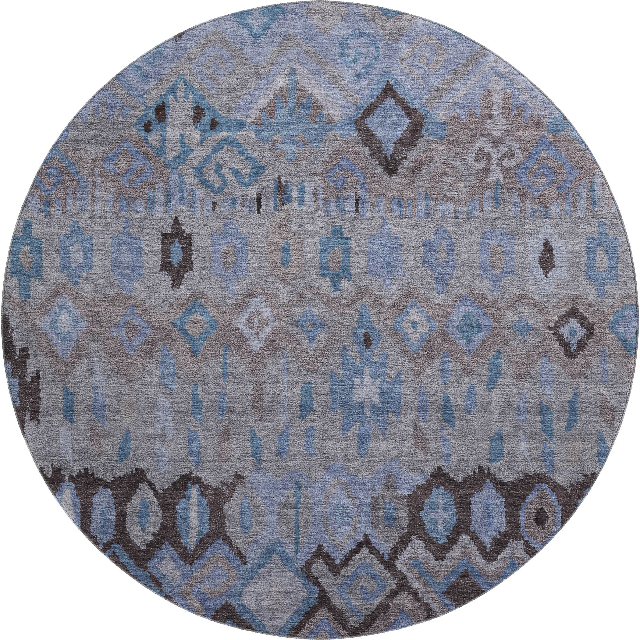 Lucerne Machine Washable Transitional Brown Rug 8' x 8' #shape_Round