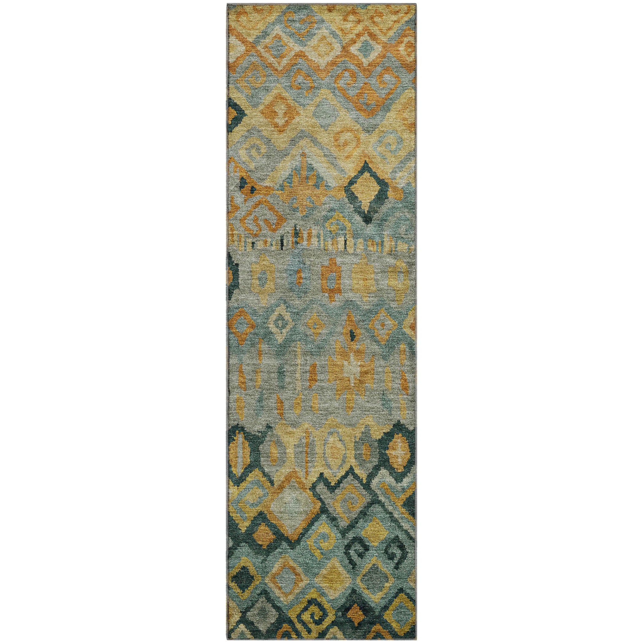 Lucerne Machine Washable Transitional Green Rug 2'3" x 7'6" #shape_Runner