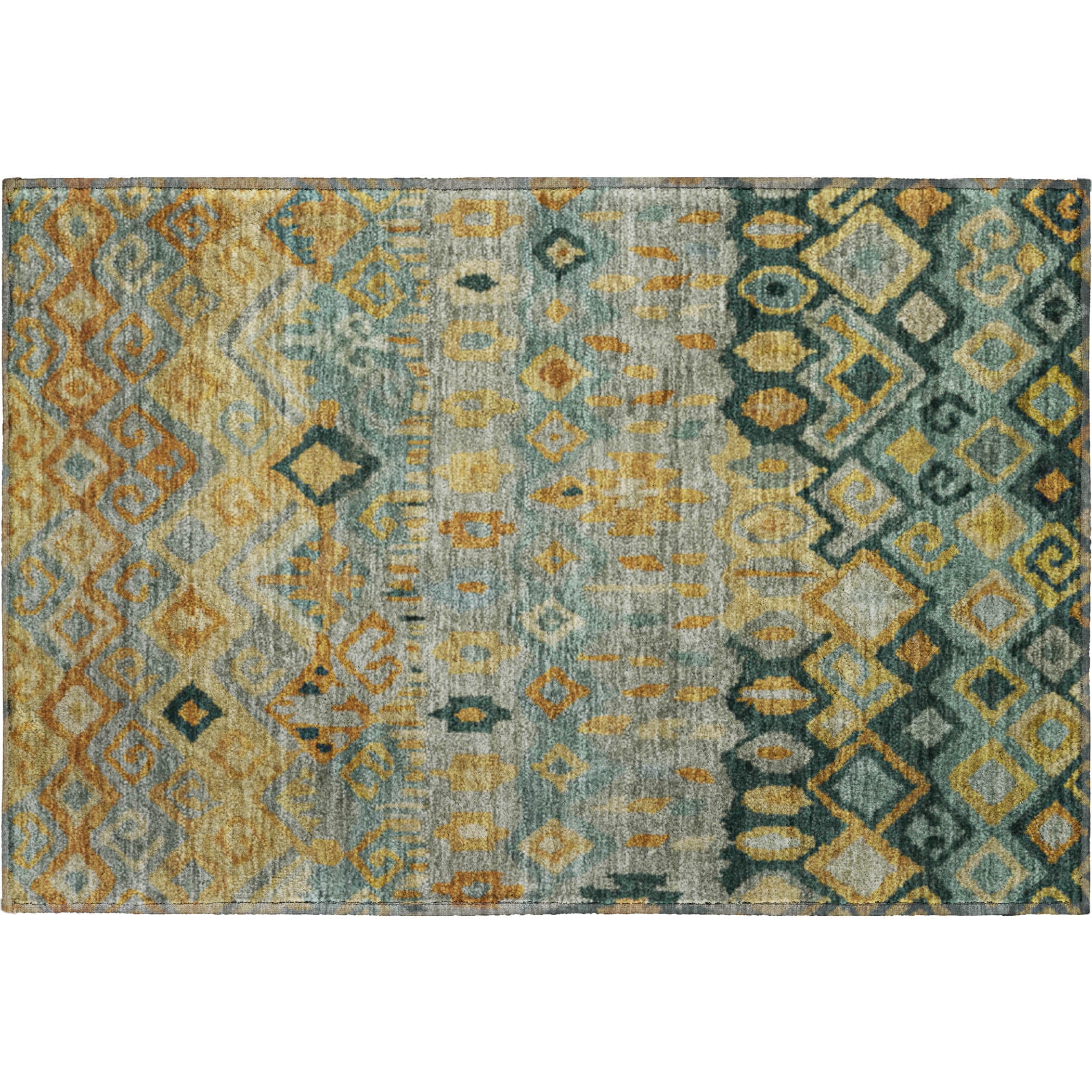 Lucerne Machine Washable Transitional Green Rug 1'8" x 2'6" #shape_Rectangle