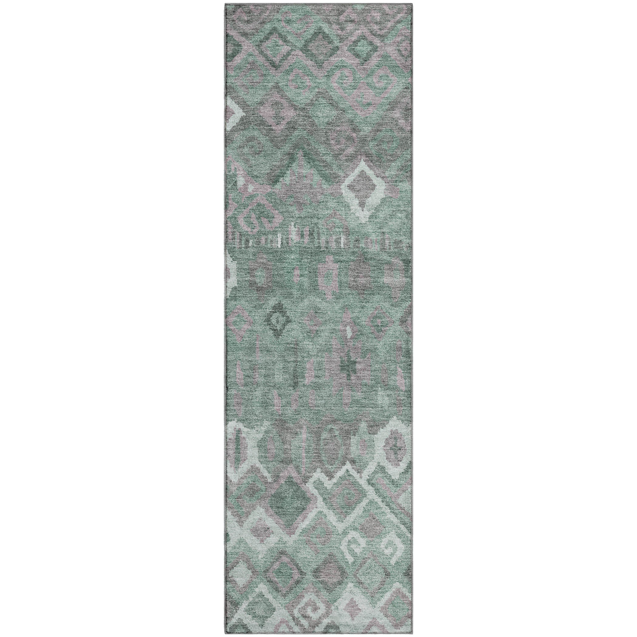 Dublin Machine Washable Transitional Aloe Green Rug 2'3" x 7'6" #shape_Runner