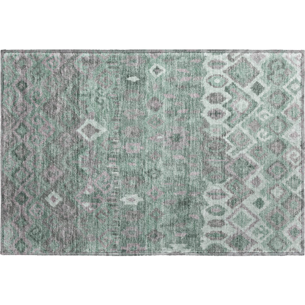 Dublin Machine Washable Transitional Aloe Green Rug 1'8" x 2'6"
