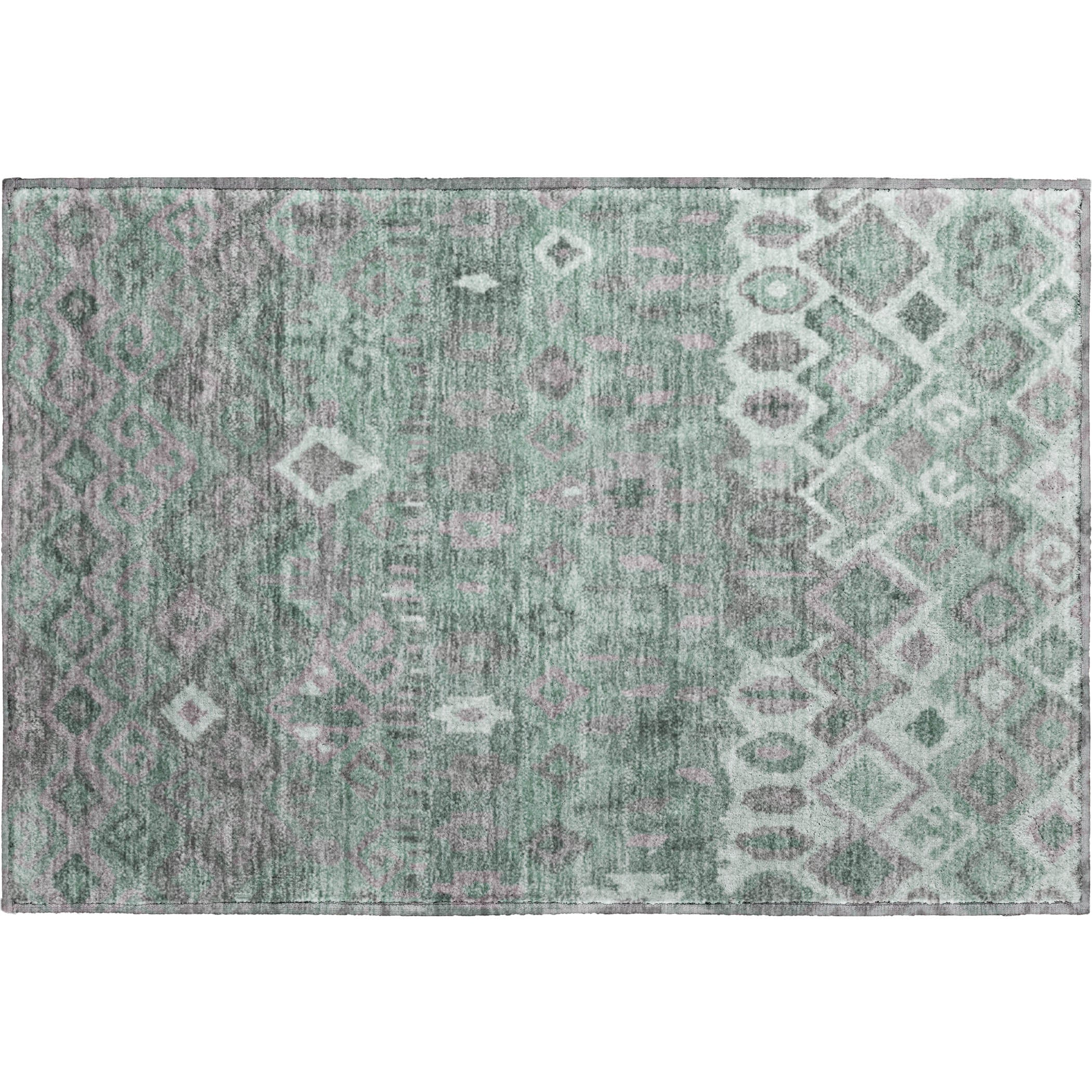 Dublin Machine Washable Transitional Aloe Green Rug 1'8" x 2'6" #shape_Rectangle