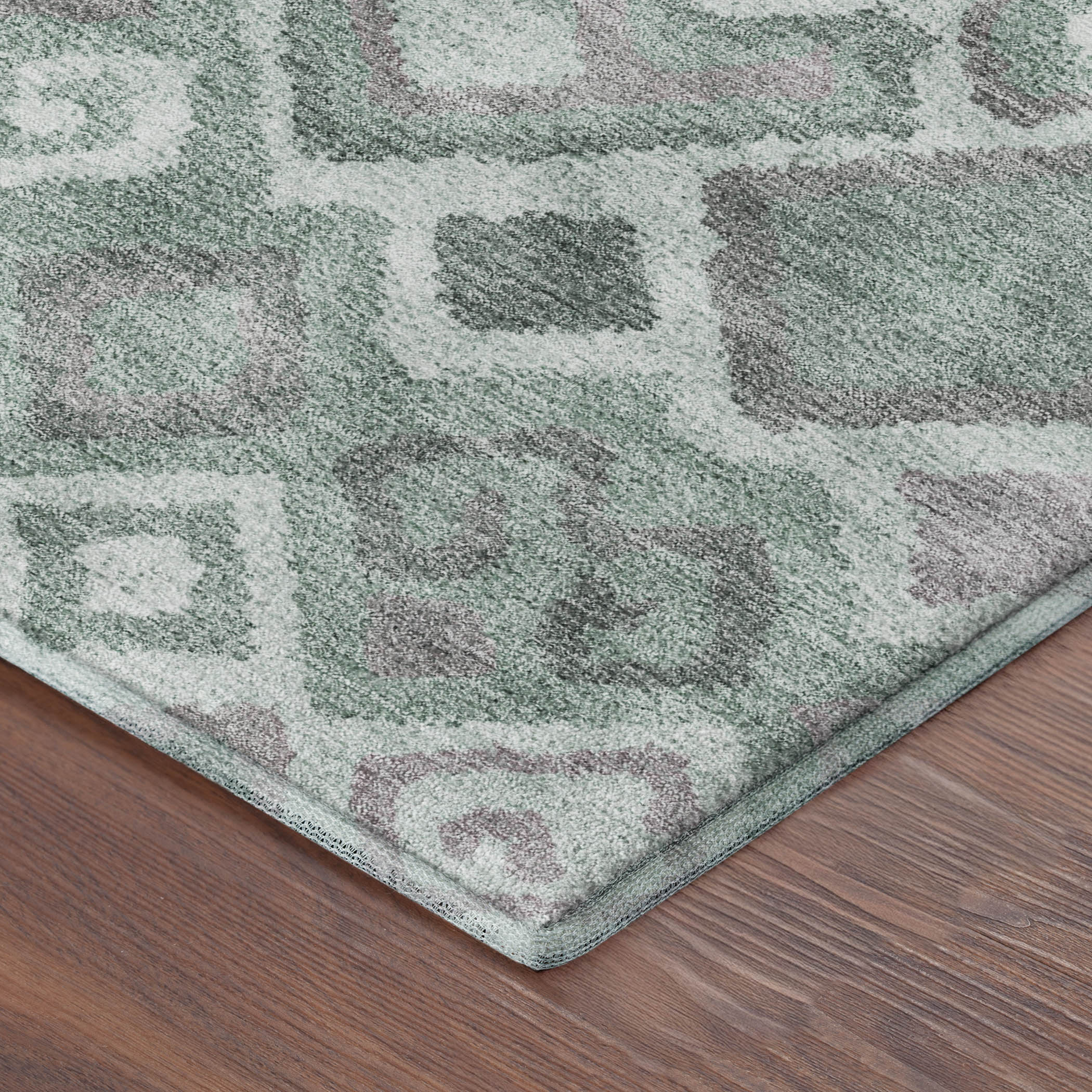 Dublin Machine Washable Transitional Aloe Green Rug 1'8" x 2'6" #shape_Rectangle