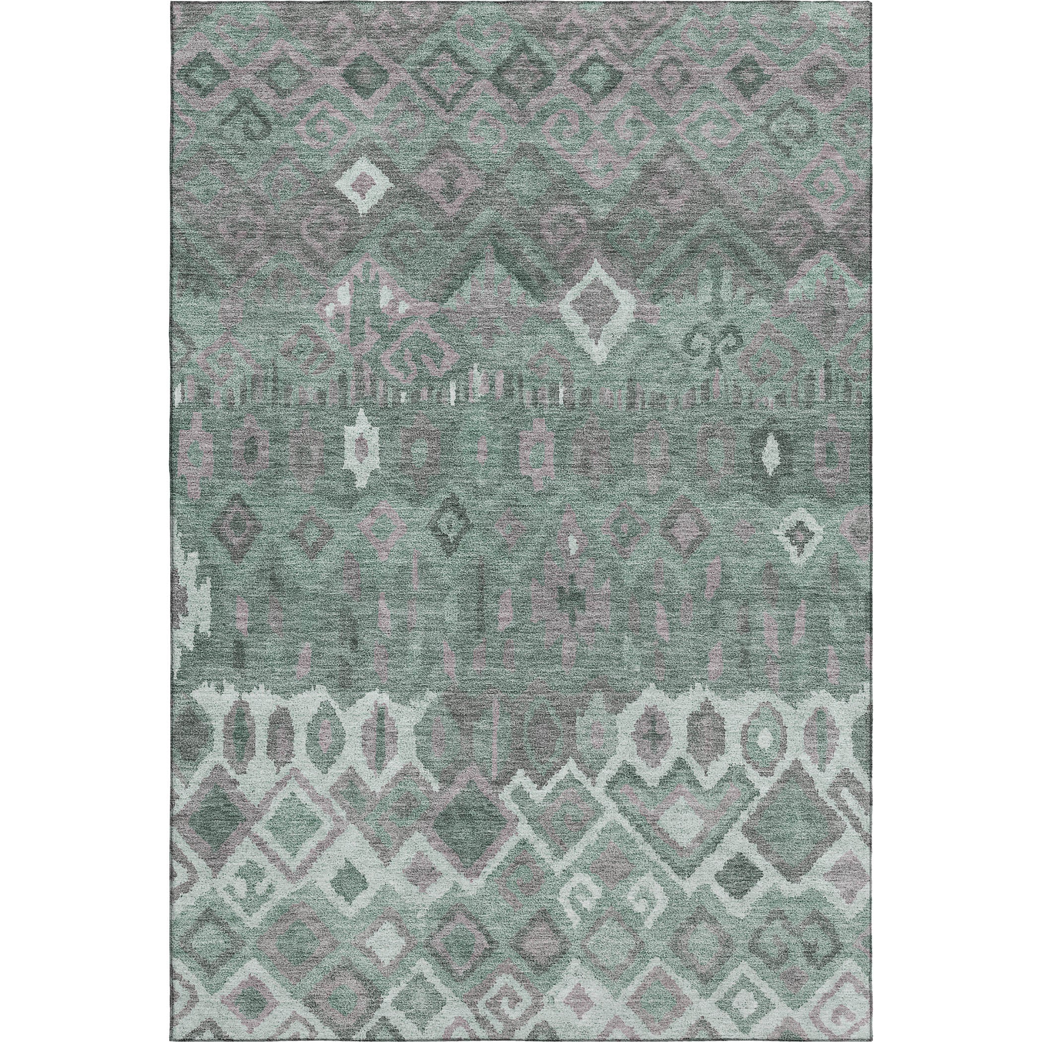 Dublin Machine Washable Transitional Aloe Green Rug 3' x 5' #shape_Rectangle