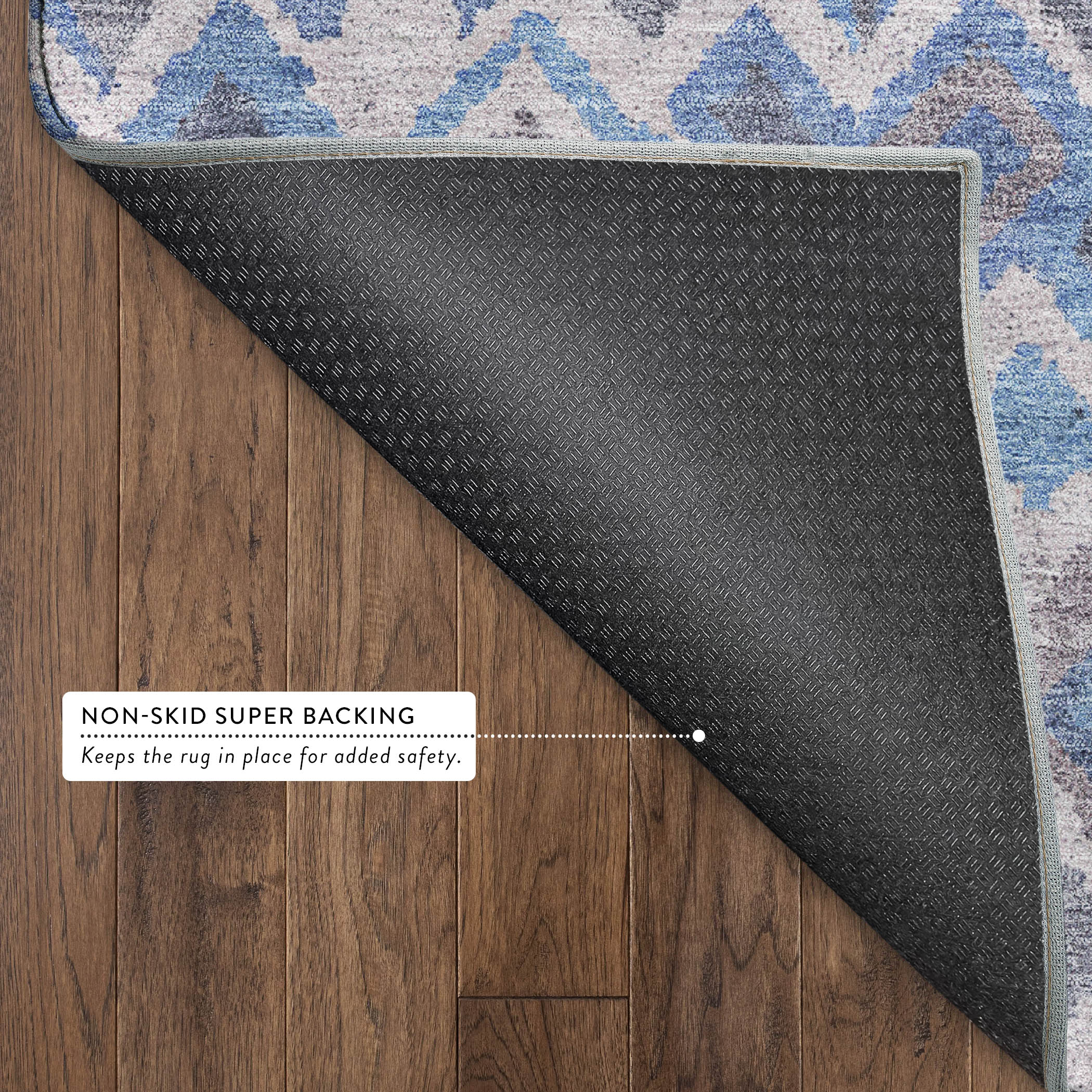 Dublin Machine Washable Transitional Blue Rug 1'8" x 2'6" #shape_Rectangle