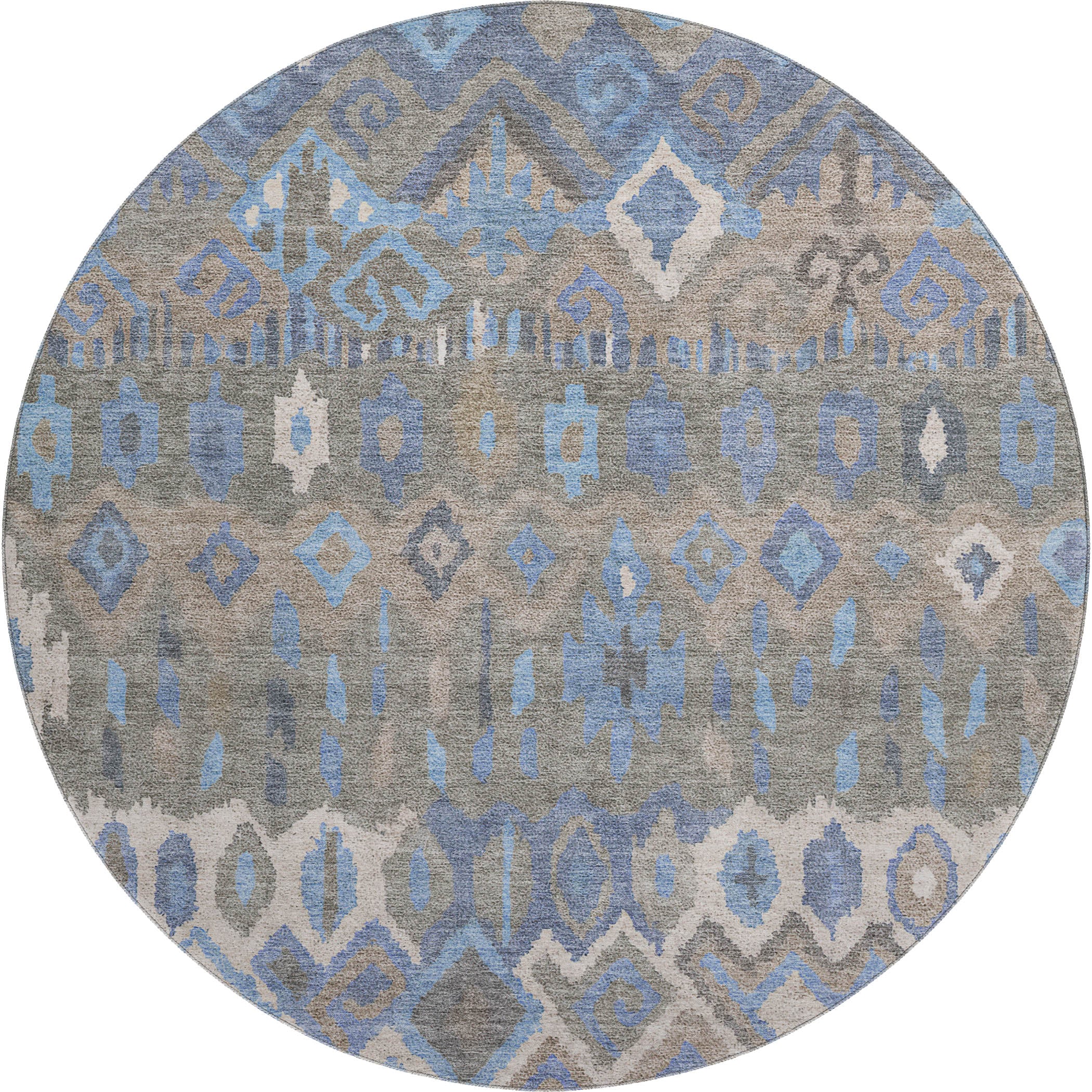 Dublin Machine Washable Transitional Denim Blue Rug 8' x 8' #shape_Round