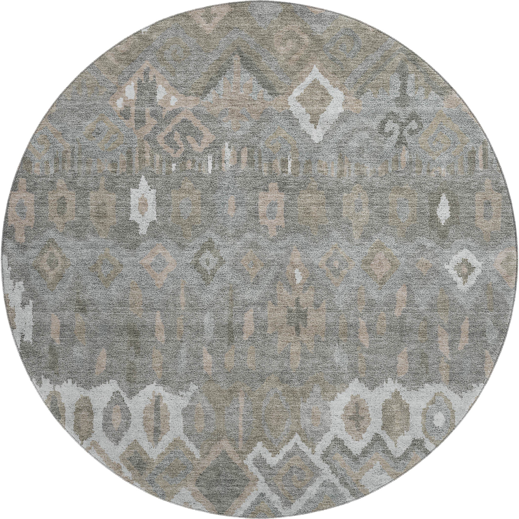 Dublin Machine Washable Transitional Pewter Gray Rug 8' x 8' #shape_Round
