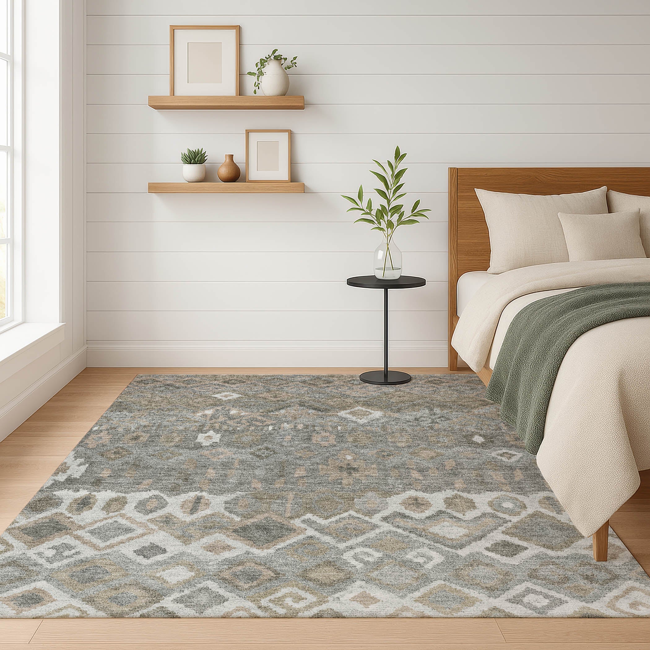 Dublin Machine Washable Transitional Pewter Gray Rug 3' x 5' #shape_Rectangle
