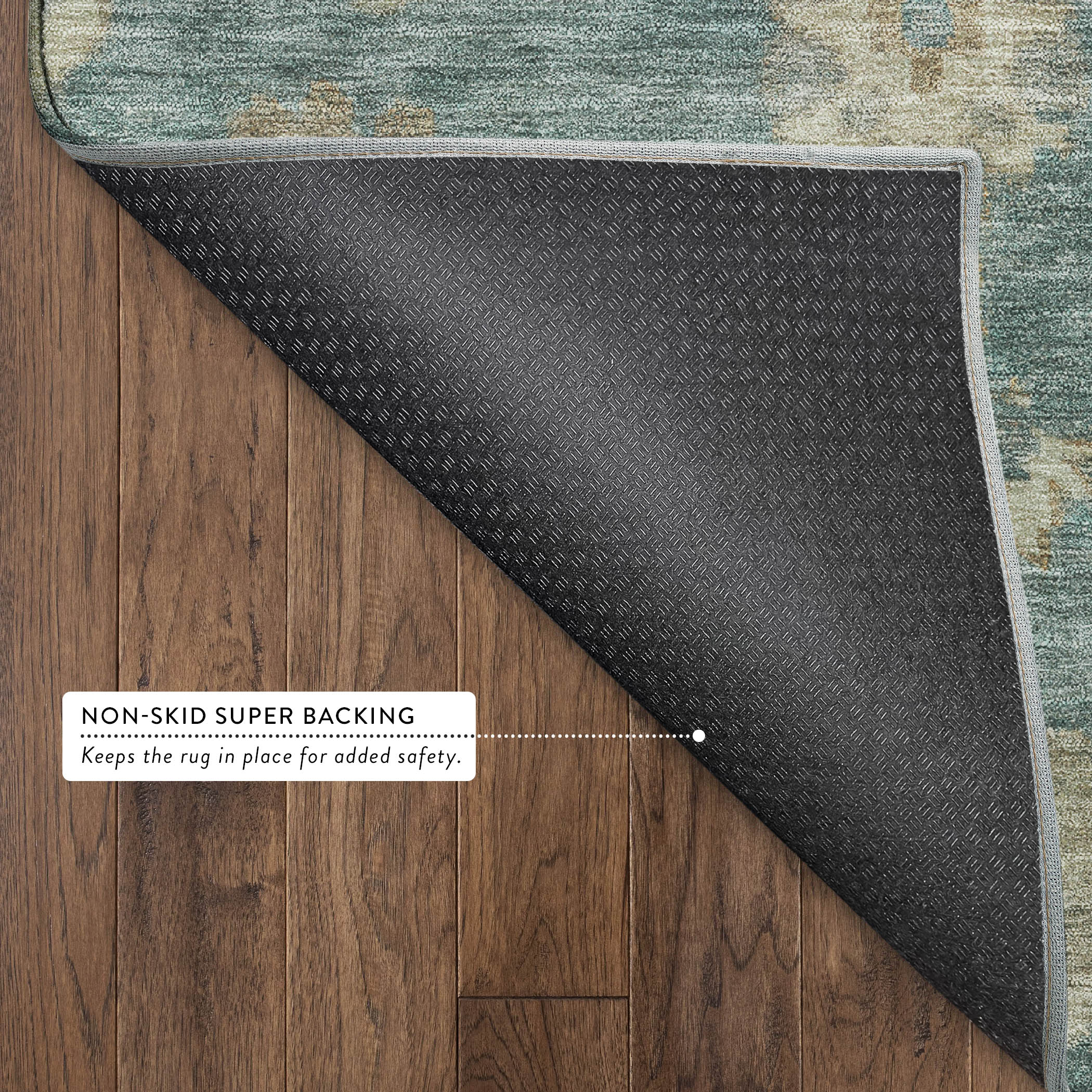 Mostar Machine Washable Traditional Aloe Green Rug 1'8" x 2'6" #shape_Rectangle