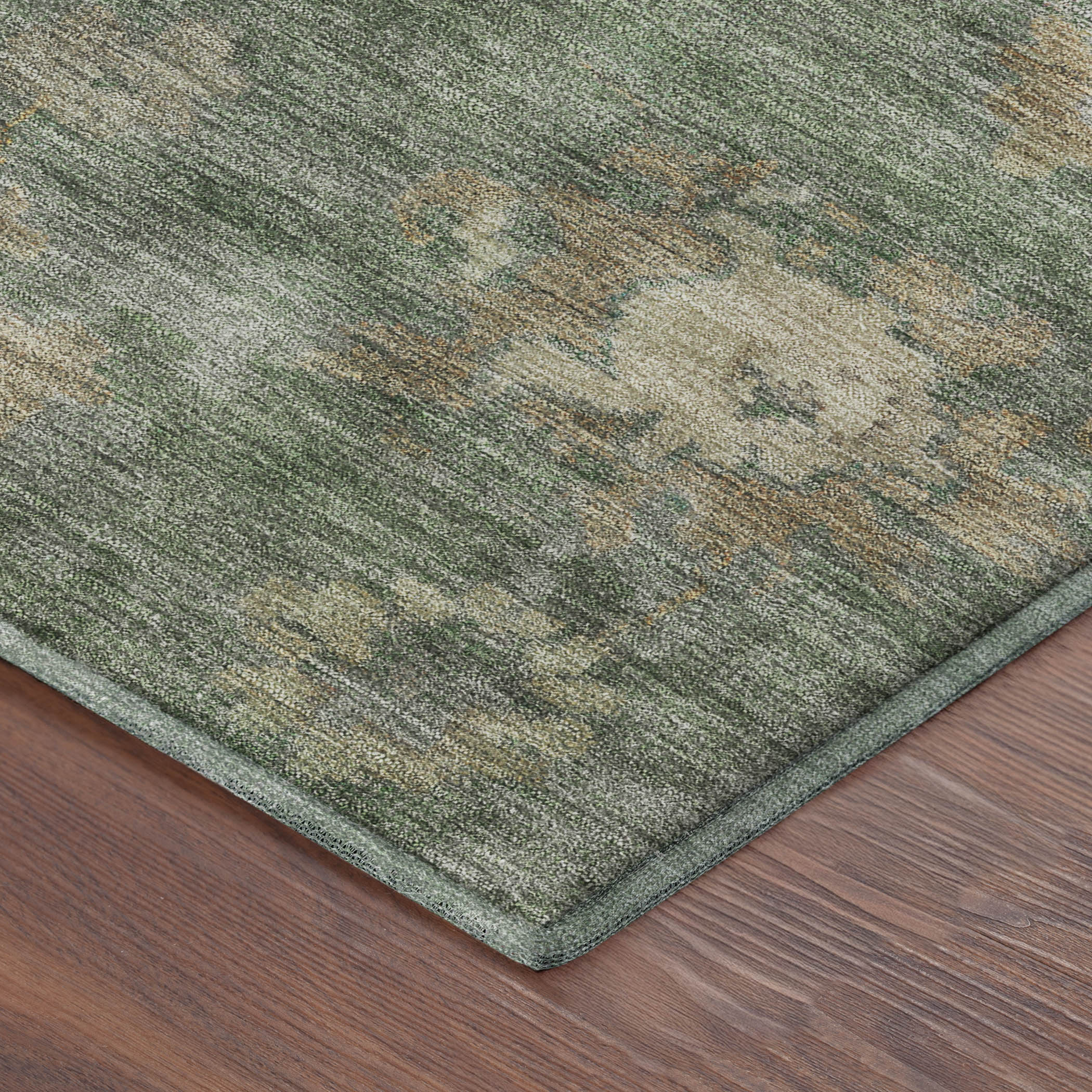 Mostar Machine Washable Traditional Fern Green Rug 1'8" x 2'6" #shape_Rectangle