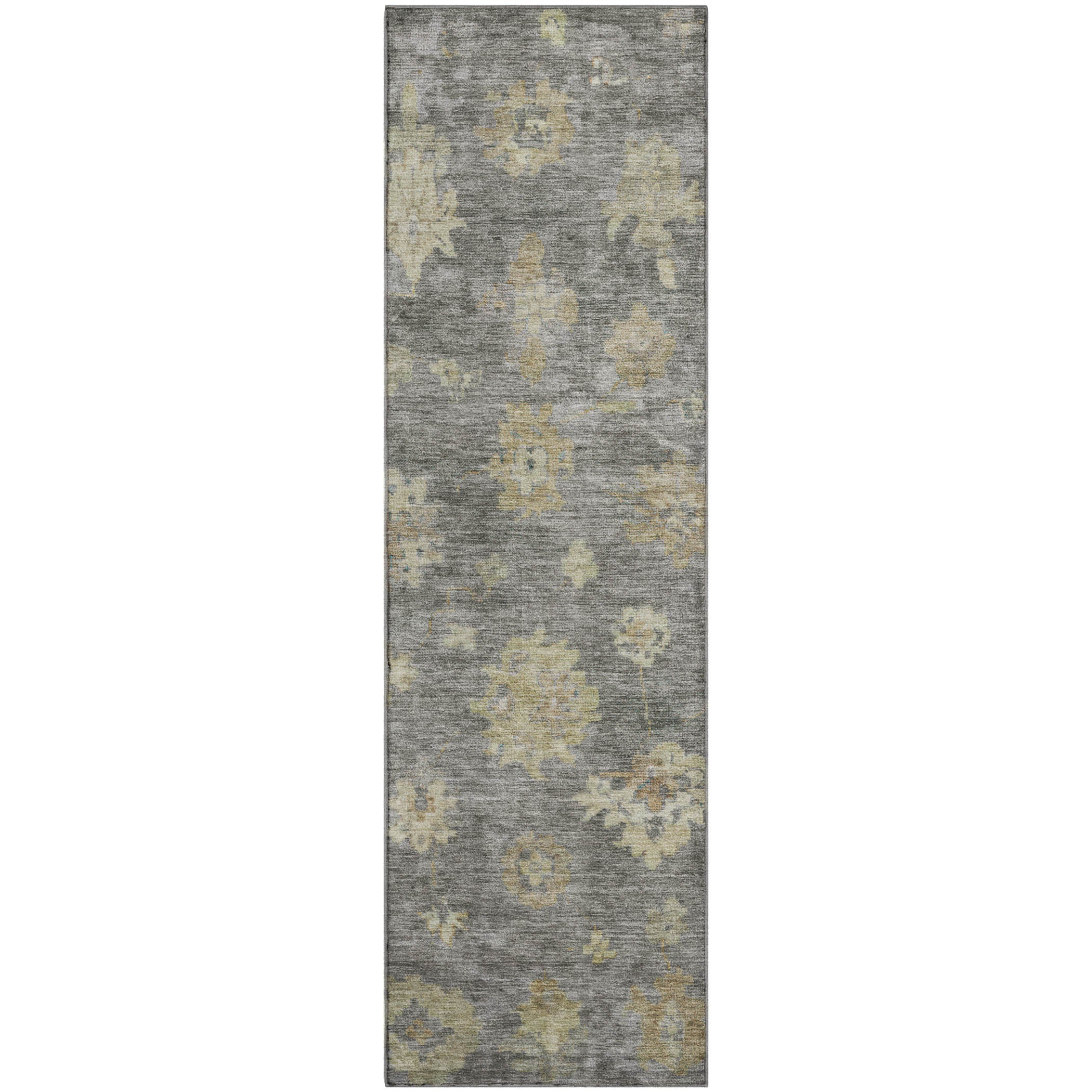 Mostar Machine Washable Traditional Pewter Gray Rug 2'3" x 7'6" #shape_Runner