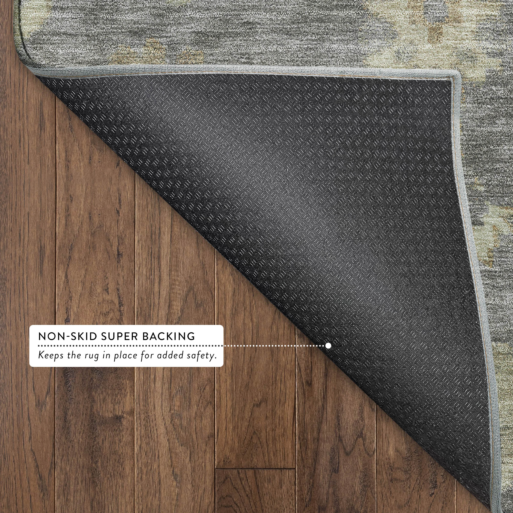 Mostar Machine Washable Traditional Pewter Gray Rug 1'8" x 2'6" #shape_Rectangle
