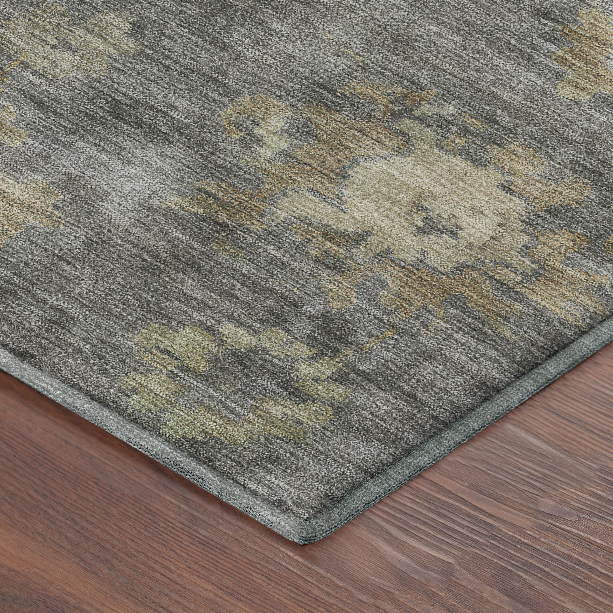 Mostar Machine Washable Traditional Pewter Gray Rug 1'8" x 2'6" #shape_Rectangle