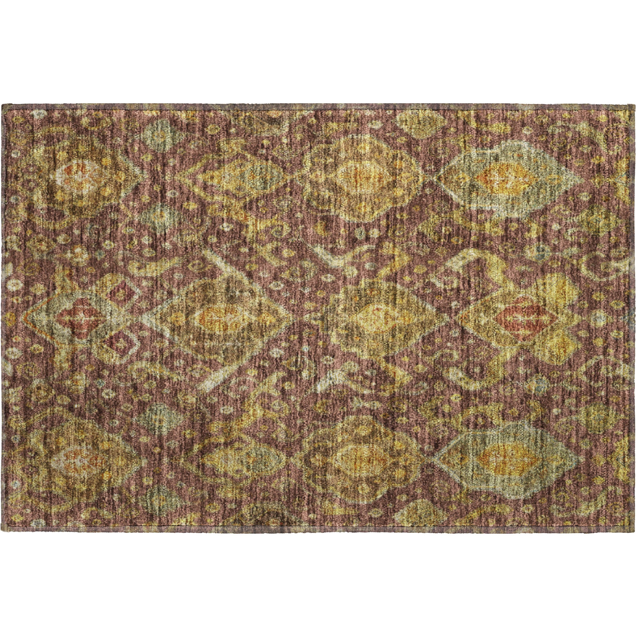 Salzburg Machine Washable Traditional Burgundy Red Rug 1'8" x 2'6" #shape_Rectangle