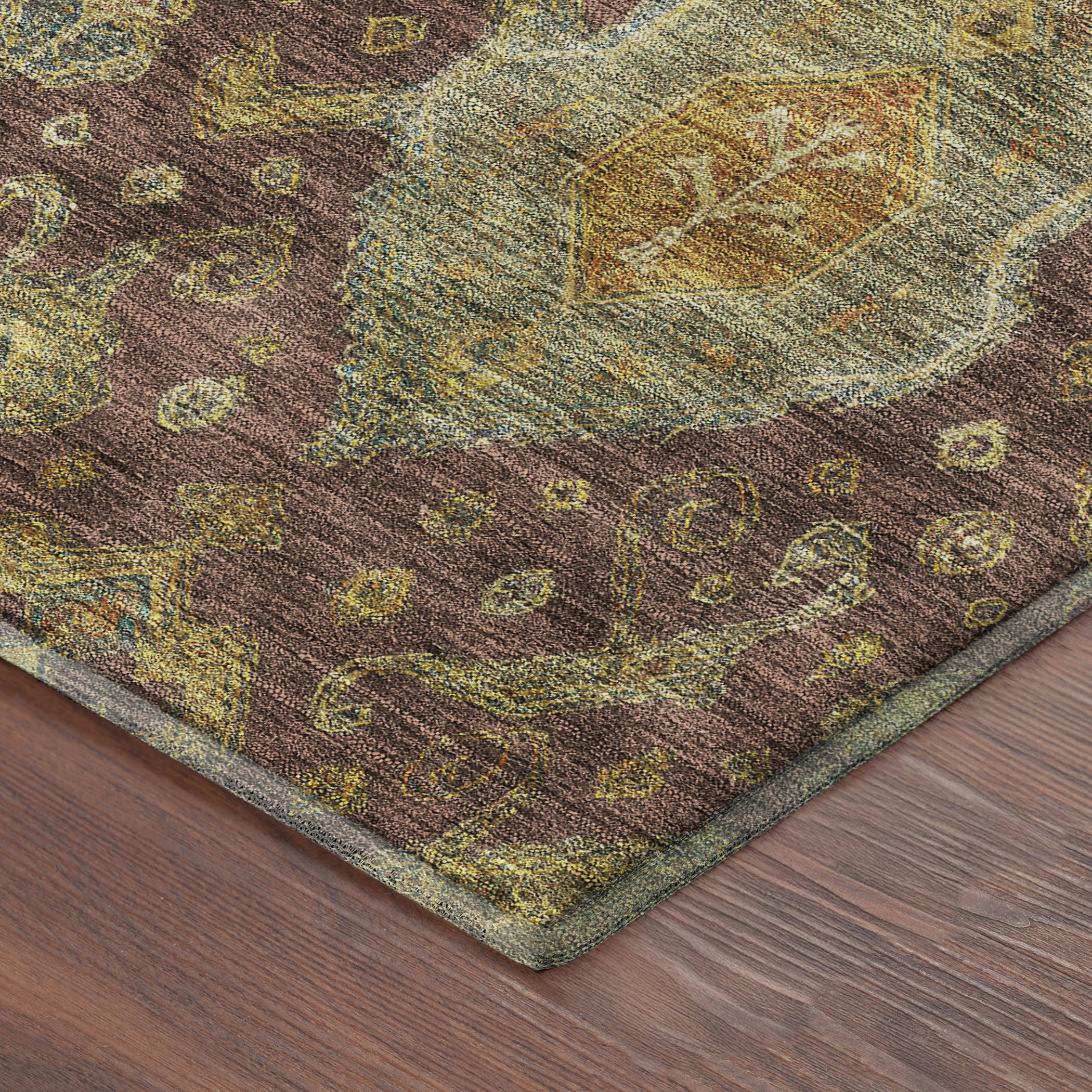 Salzburg Machine Washable Traditional Burgundy Red Rug 1'8" x 2'6" #shape_Rectangle