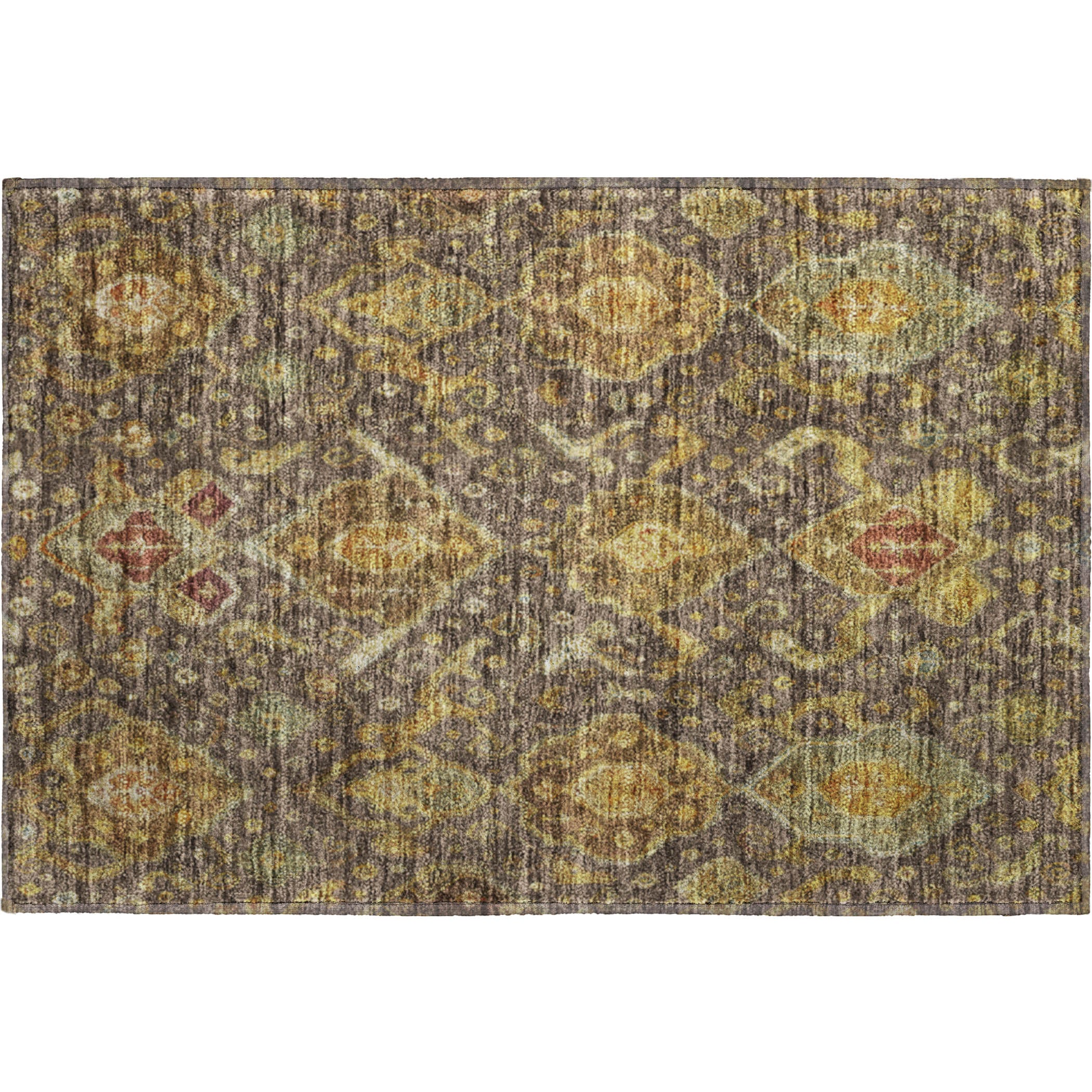 Salzburg Machine Washable Traditional Chocolate Brown Rug 1'8" x 2'6" #shape_Rectangle