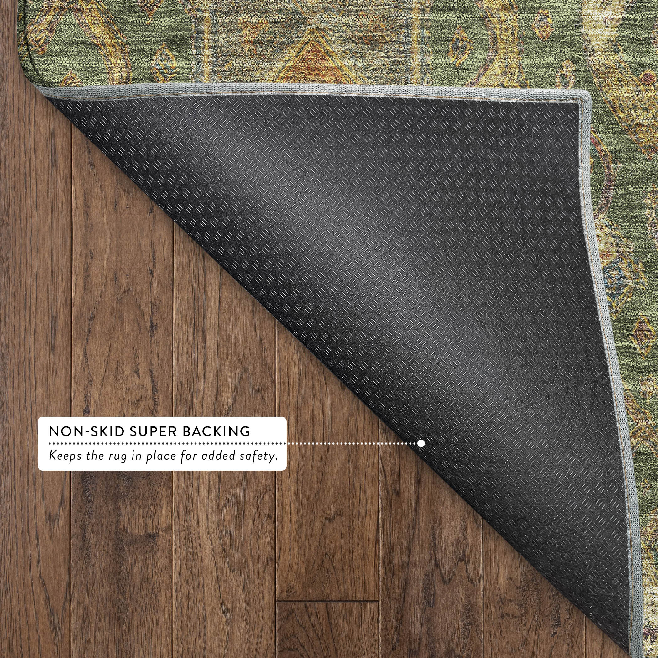Salzburg Machine Washable Traditional Fern Green Rug 1'8" x 2'6" #shape_Rectangle