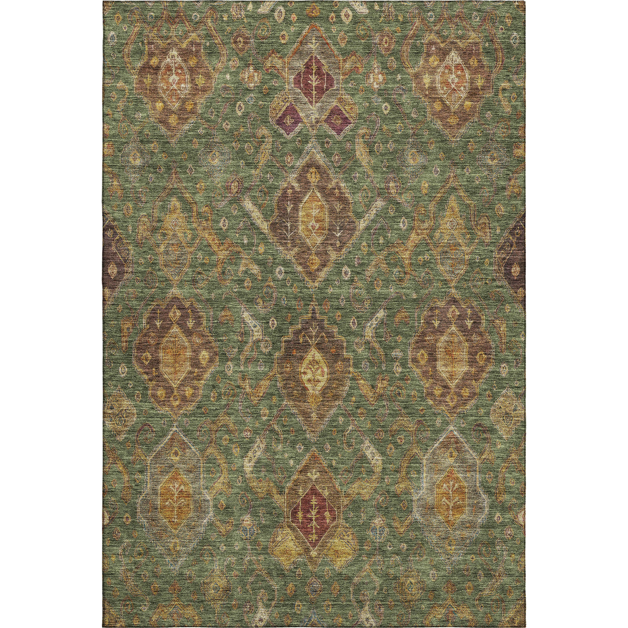 Salzburg Machine Washable Traditional Fern Green Rug 3' x 5' #shape_Rectangle