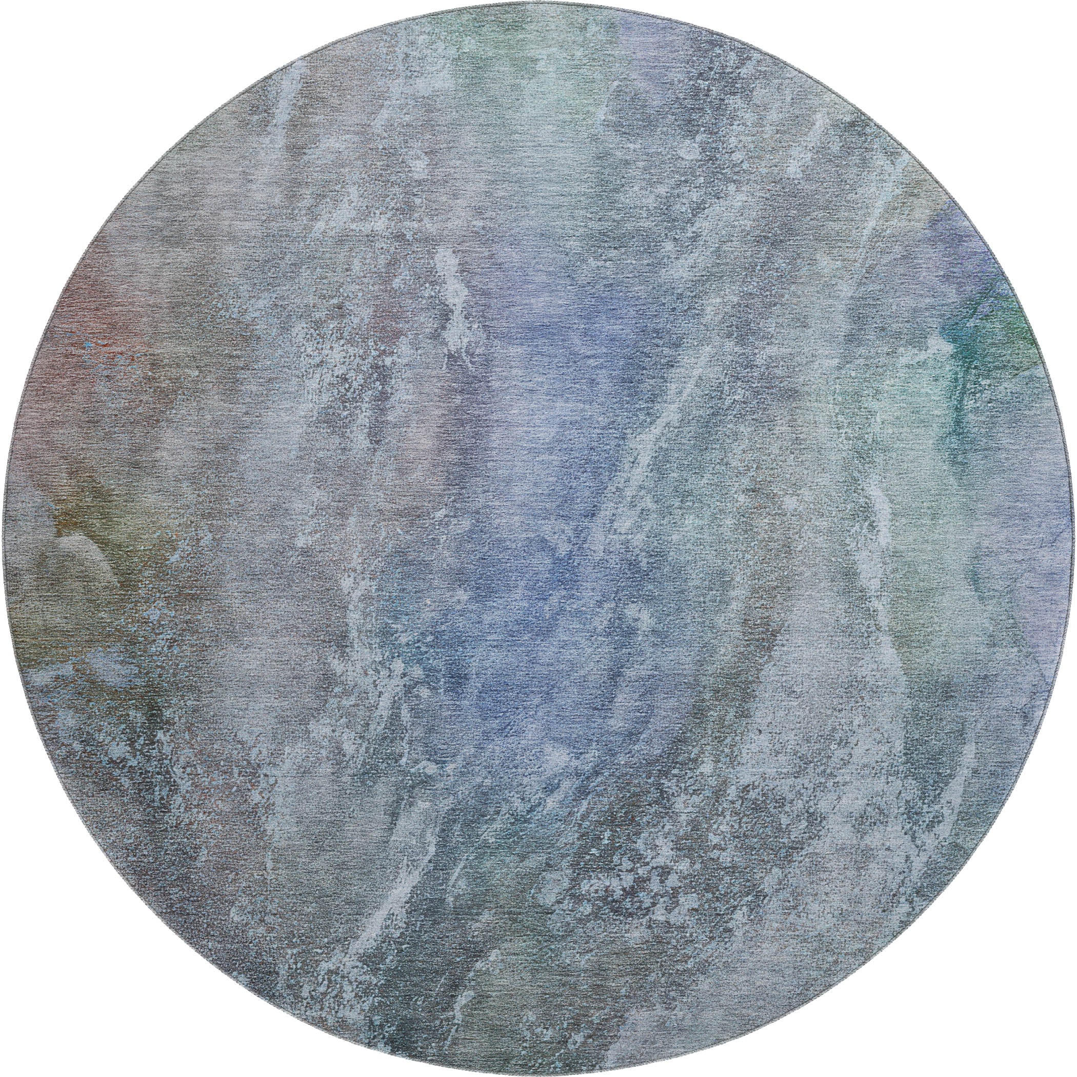 Sintra Machine Washable Transitional Blue Rug 8' x 8' #shape_Round