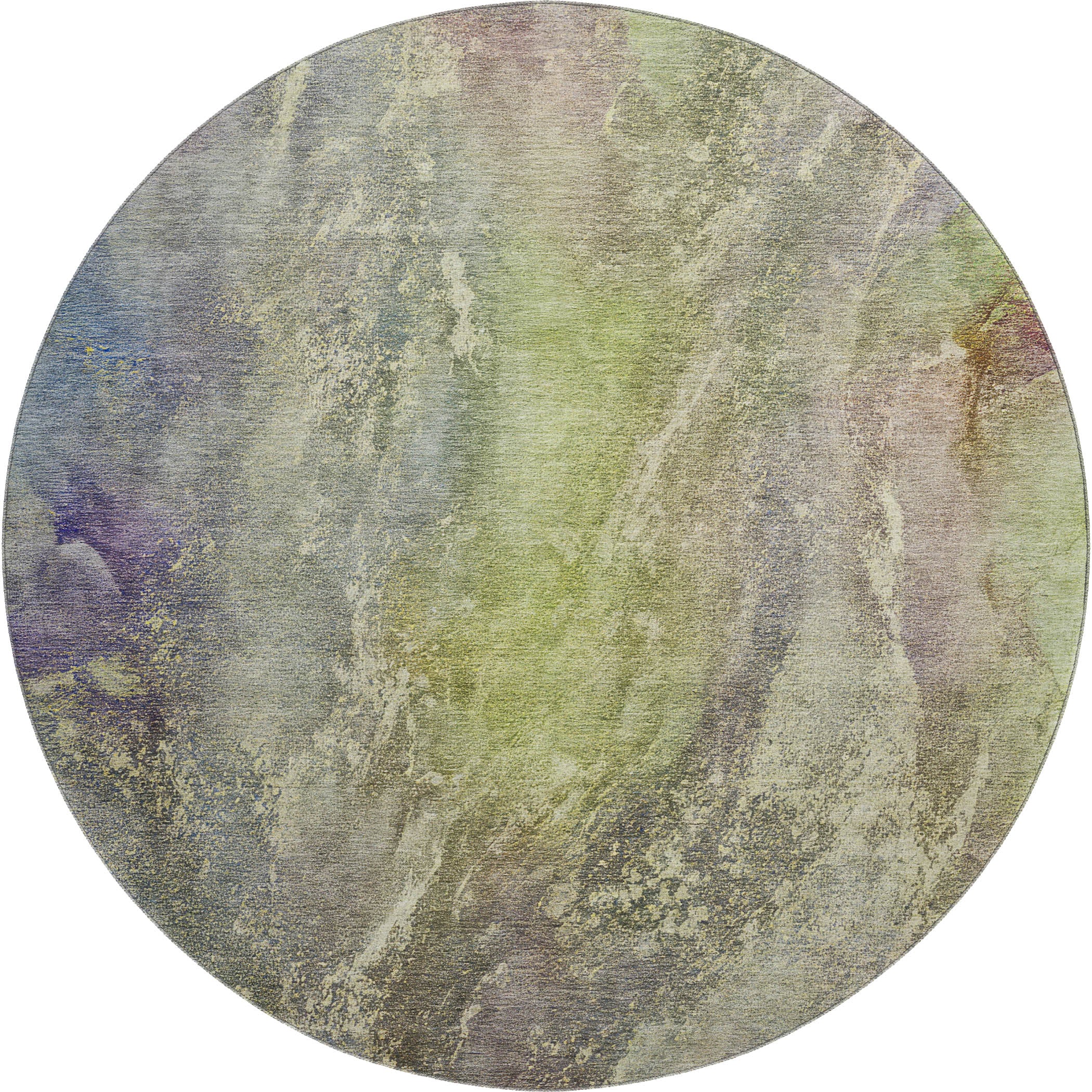 Sintra Machine Washable Transitional Green Rug 8' x 8' #shape_Round