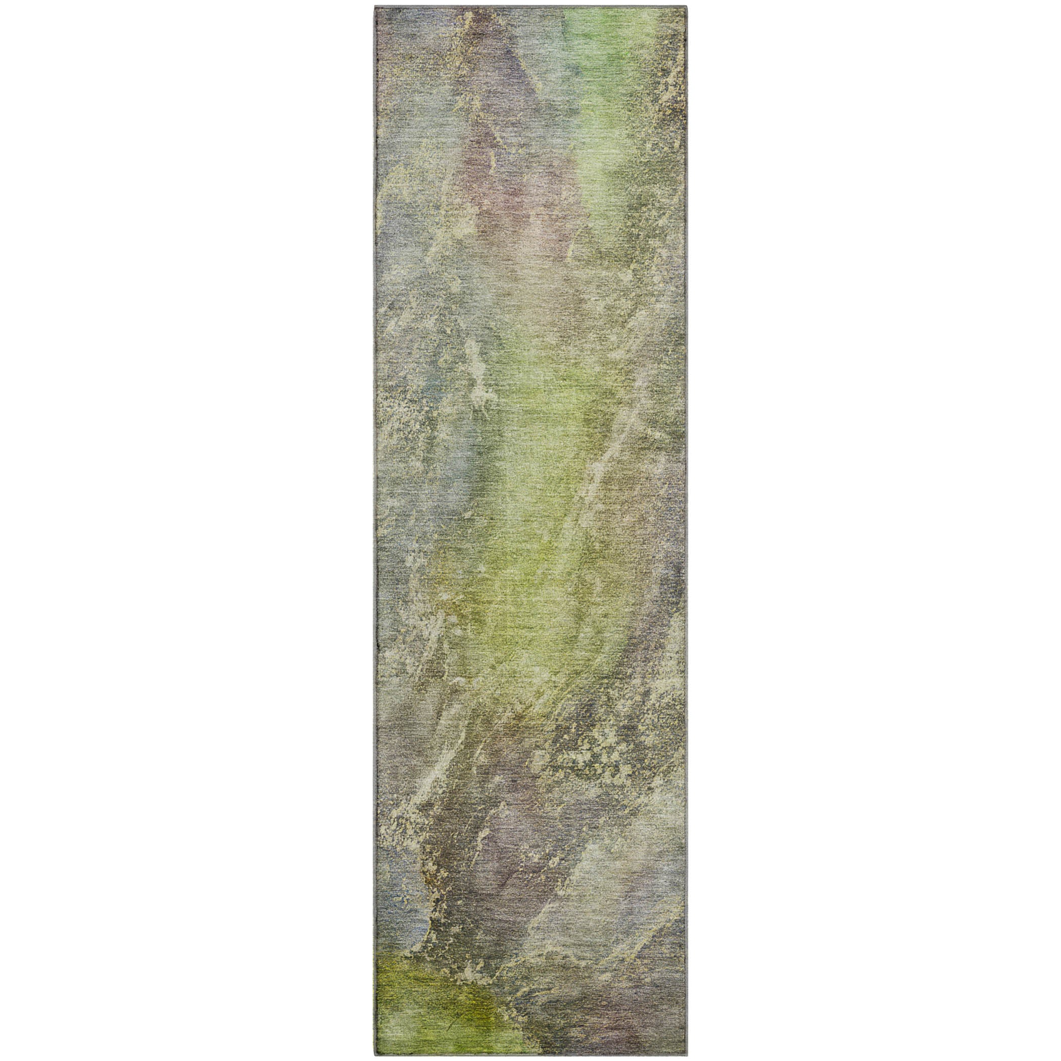 Sintra Machine Washable Transitional Green Rug 2'3" x 7'6" #shape_Runner