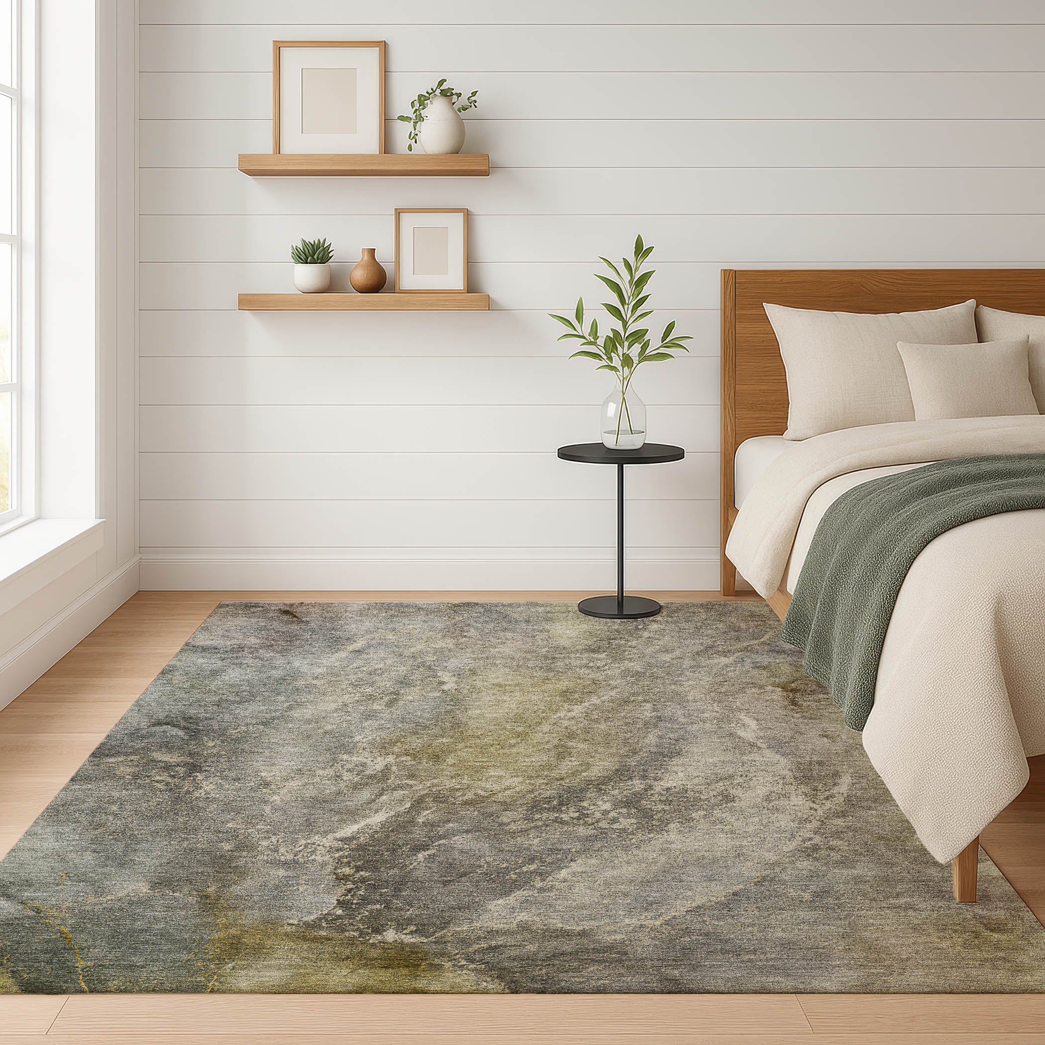 Sintra Machine Washable Transitional Pewter Gray Rug 3' x 5' #shape_Rectangle