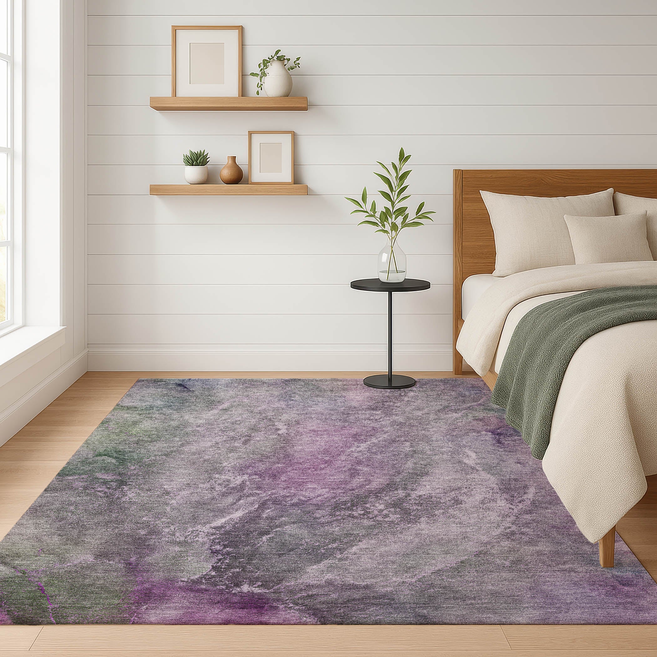 Sintra Machine Washable Transitional Plum Purple Rug 3' x 5' #shape_Rectangle