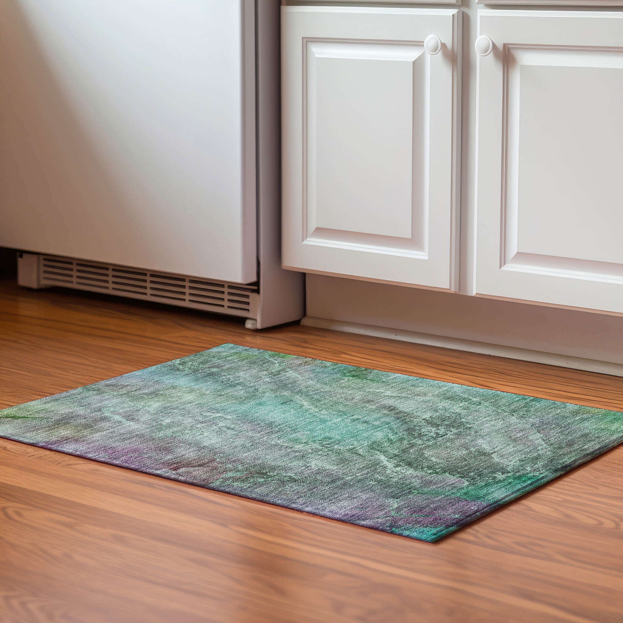 Sintra Machine Washable Transitional Teal Rug 1'8" x 2'6" #shape_Rectangle
