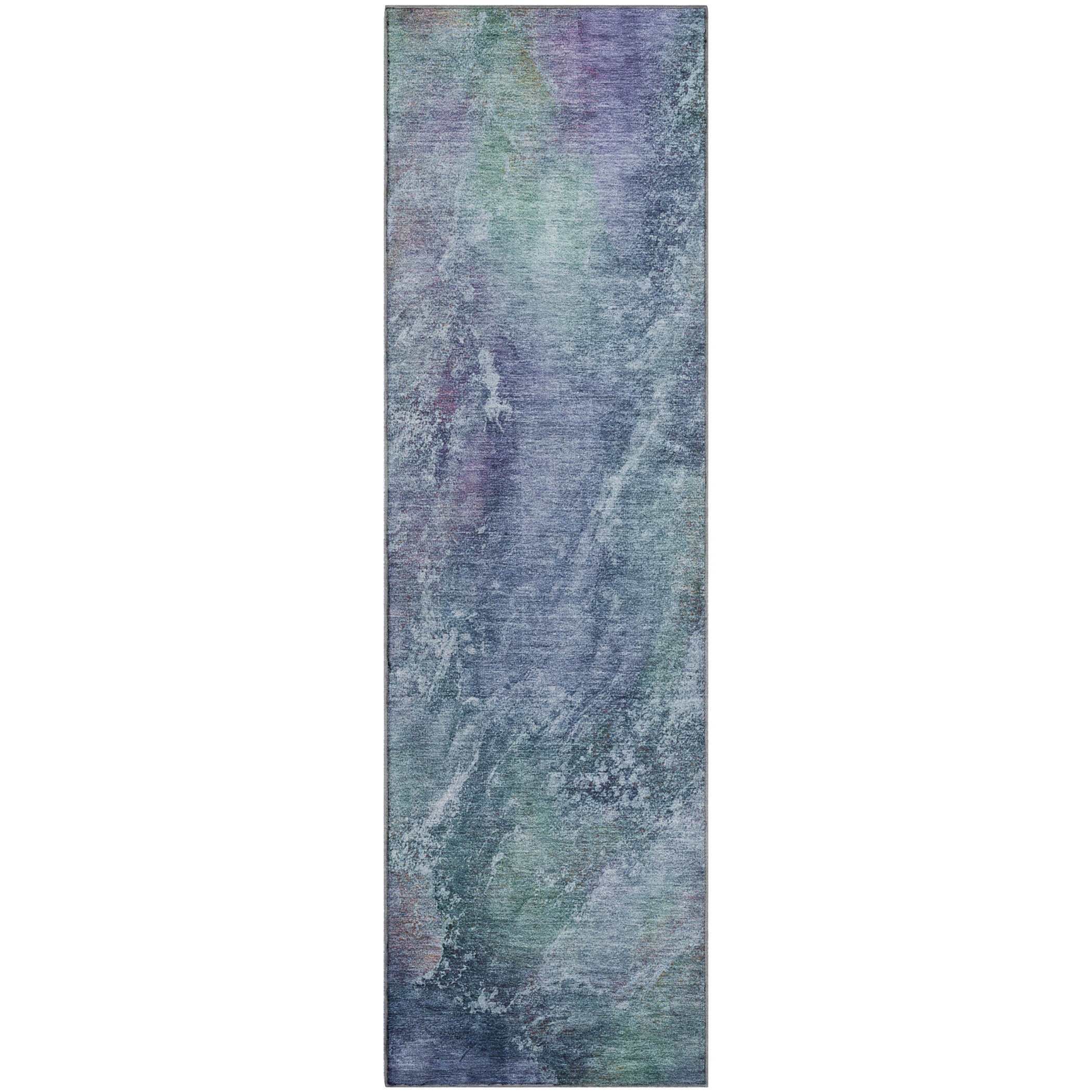 Dublin Machine Washable Transitional Blue Rug 2'3" x 7'6" #shape_Runner