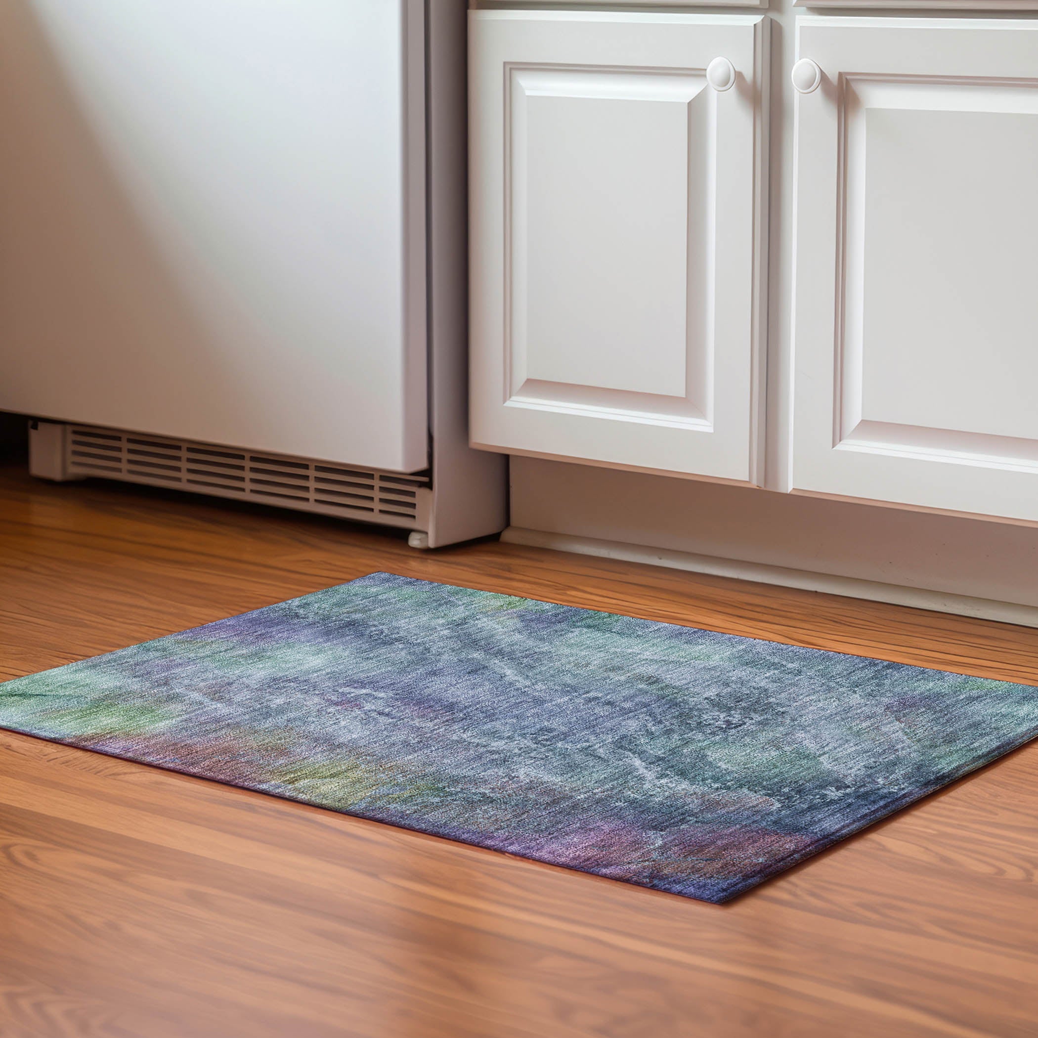 Dublin Machine Washable Transitional Blue Rug 1'8" x 2'6" #shape_Rectangle