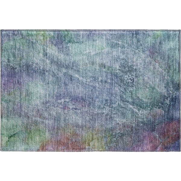 Dublin Machine Washable Transitional Blue Rug 1'8" x 2'6"