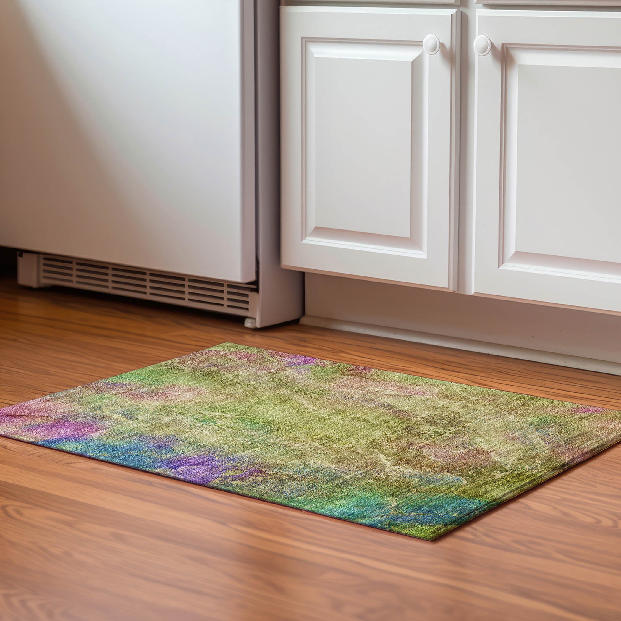 Dublin Machine Washable Transitional Green Rug 1'8" x 2'6" #shape_Rectangle