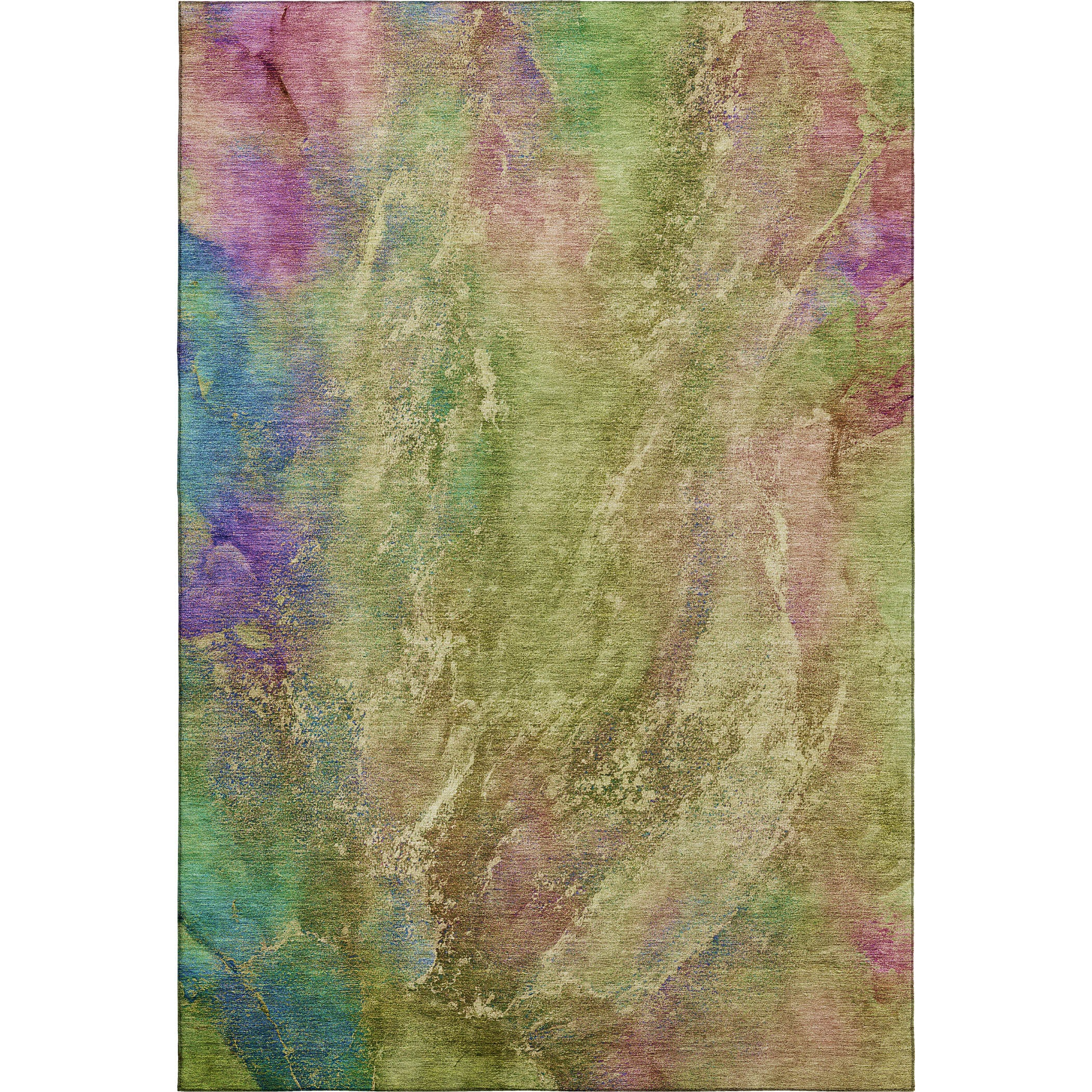 Dublin Machine Washable Transitional Green Rug 3' x 5' #shape_Rectangle