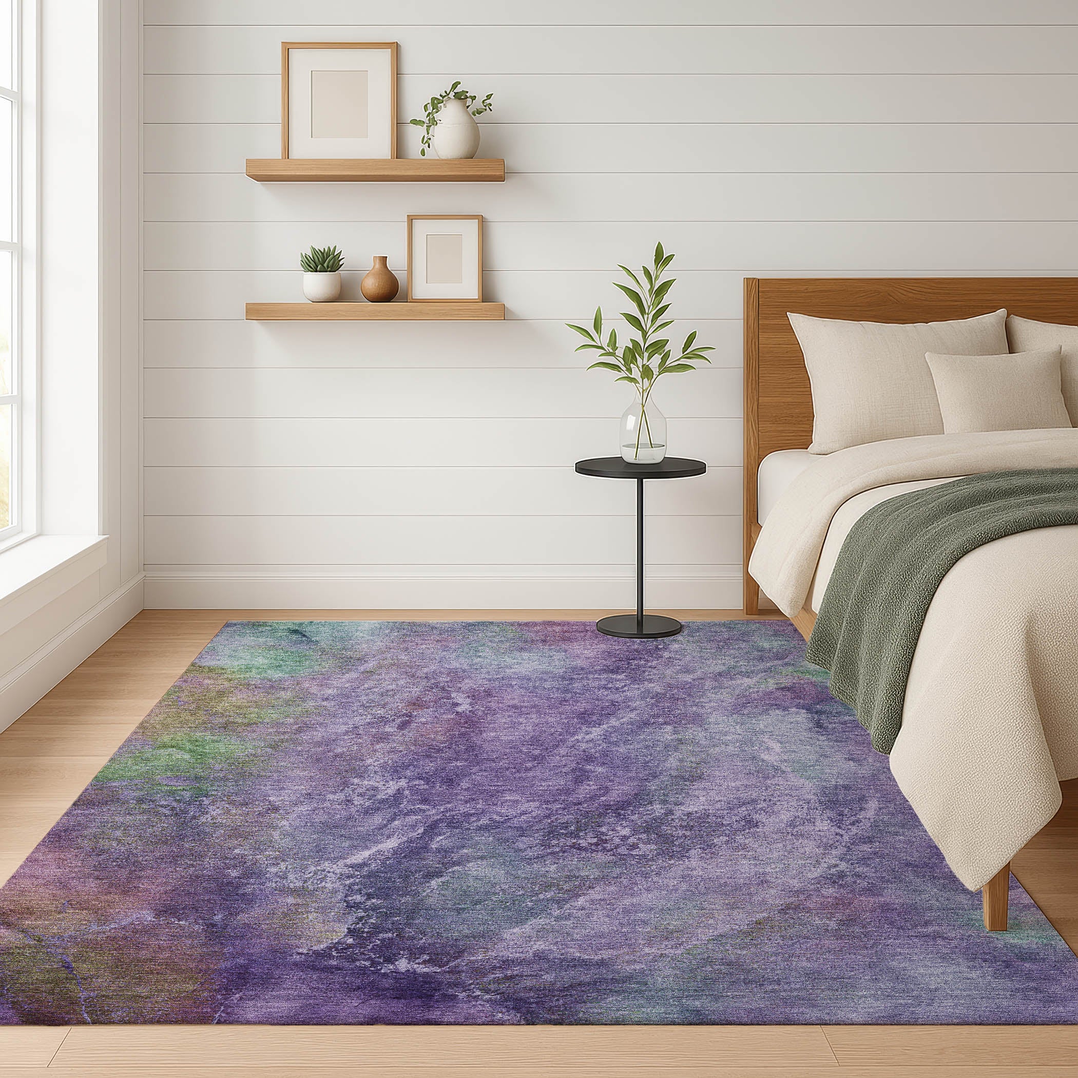 Dublin Machine Washable Transitional Purple Rug 3' x 5' #shape_Rectangle