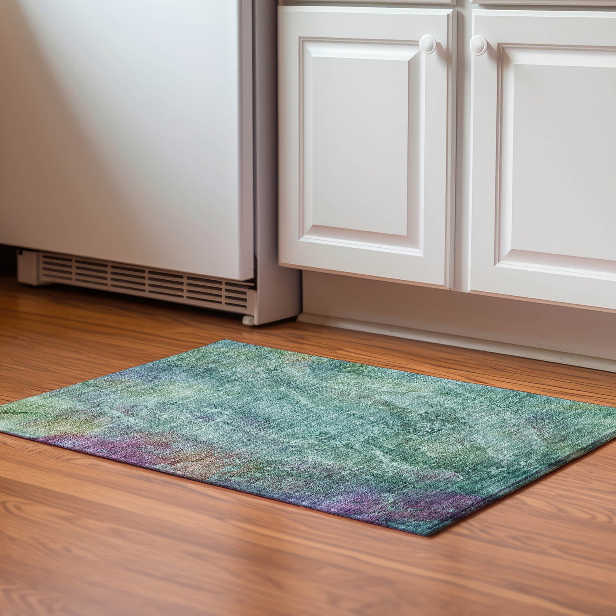 Dublin Machine Washable Transitional Teal Rug 1'8" x 2'6" #shape_Rectangle