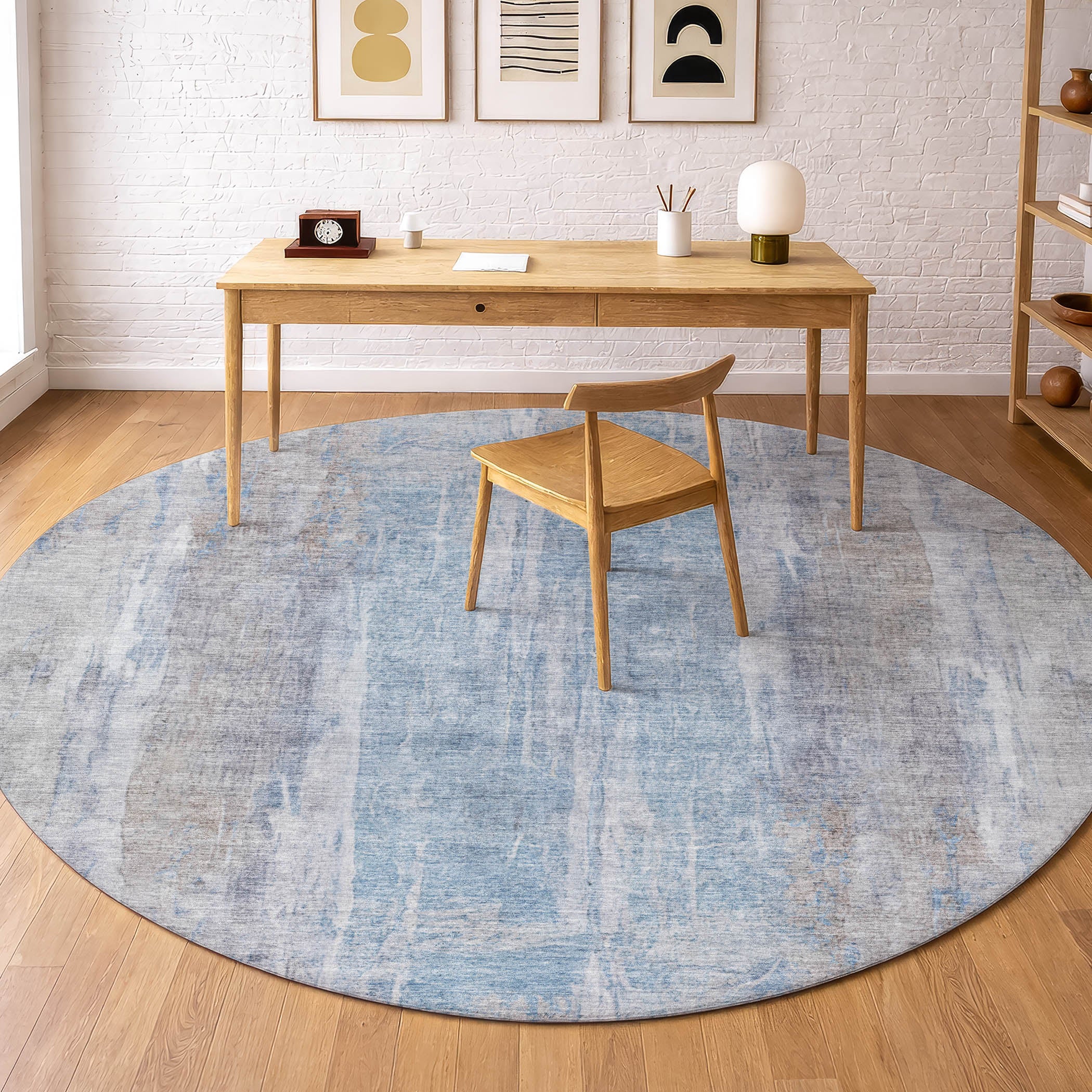 Dubrovnik Machine Washable Transitional Beige Brown Rug 8' x 8' #shape_Round